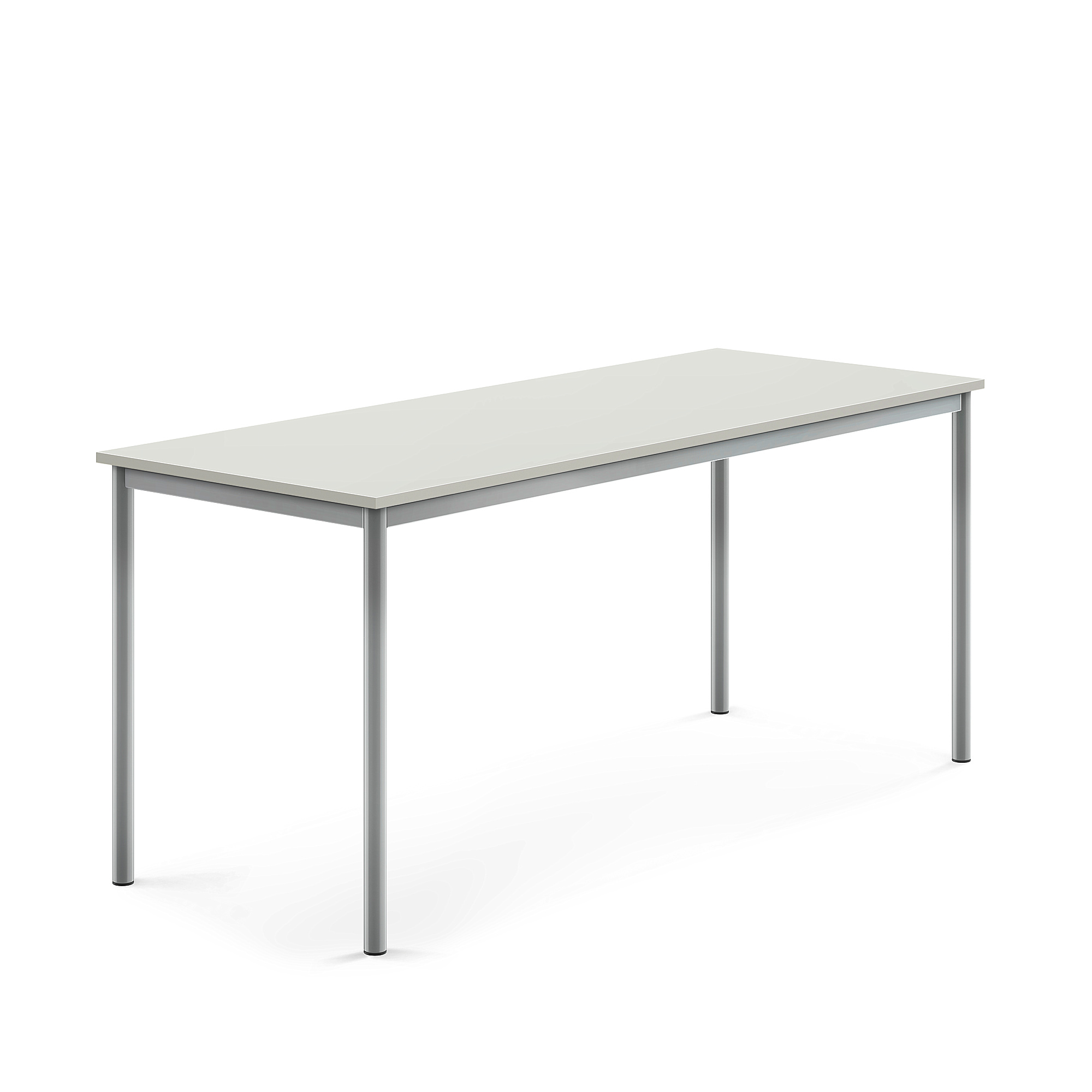Stůl BORÅS, 1800x700x760 mm, stříbrné nohy, HPL deska, šedá