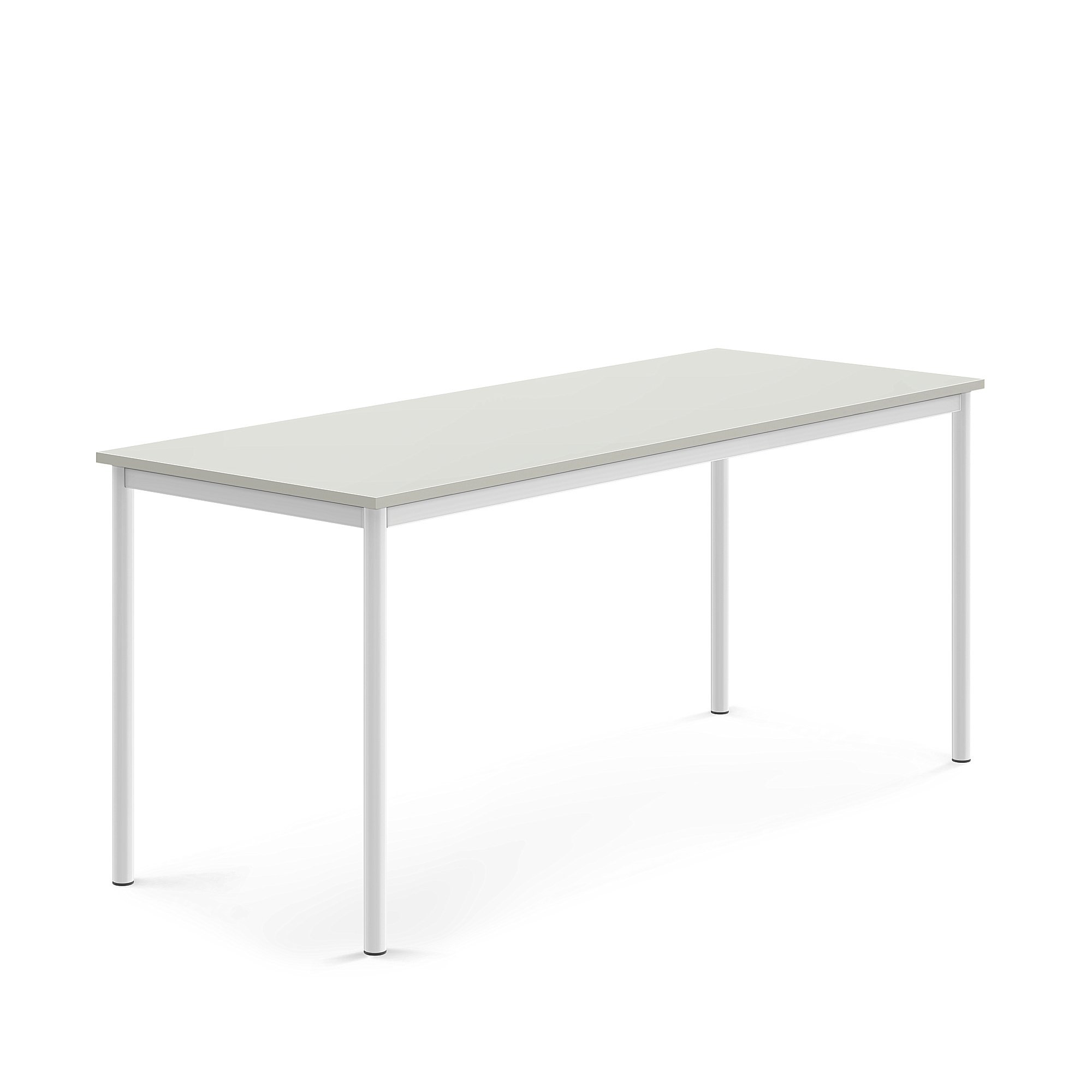 Stůl BORÅS, 1800x700x760 mm, bílé nohy, HPL deska, šedá