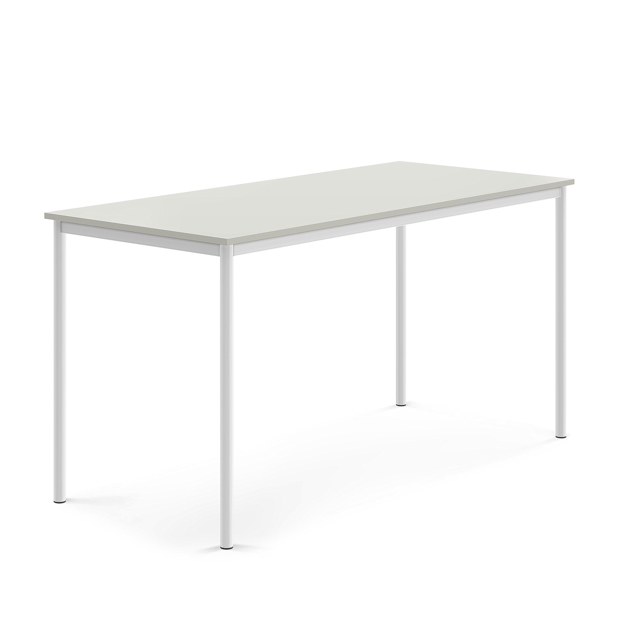 Stůl BORÅS, 1800x800x900 mm, bílé nohy, HPL deska, šedá