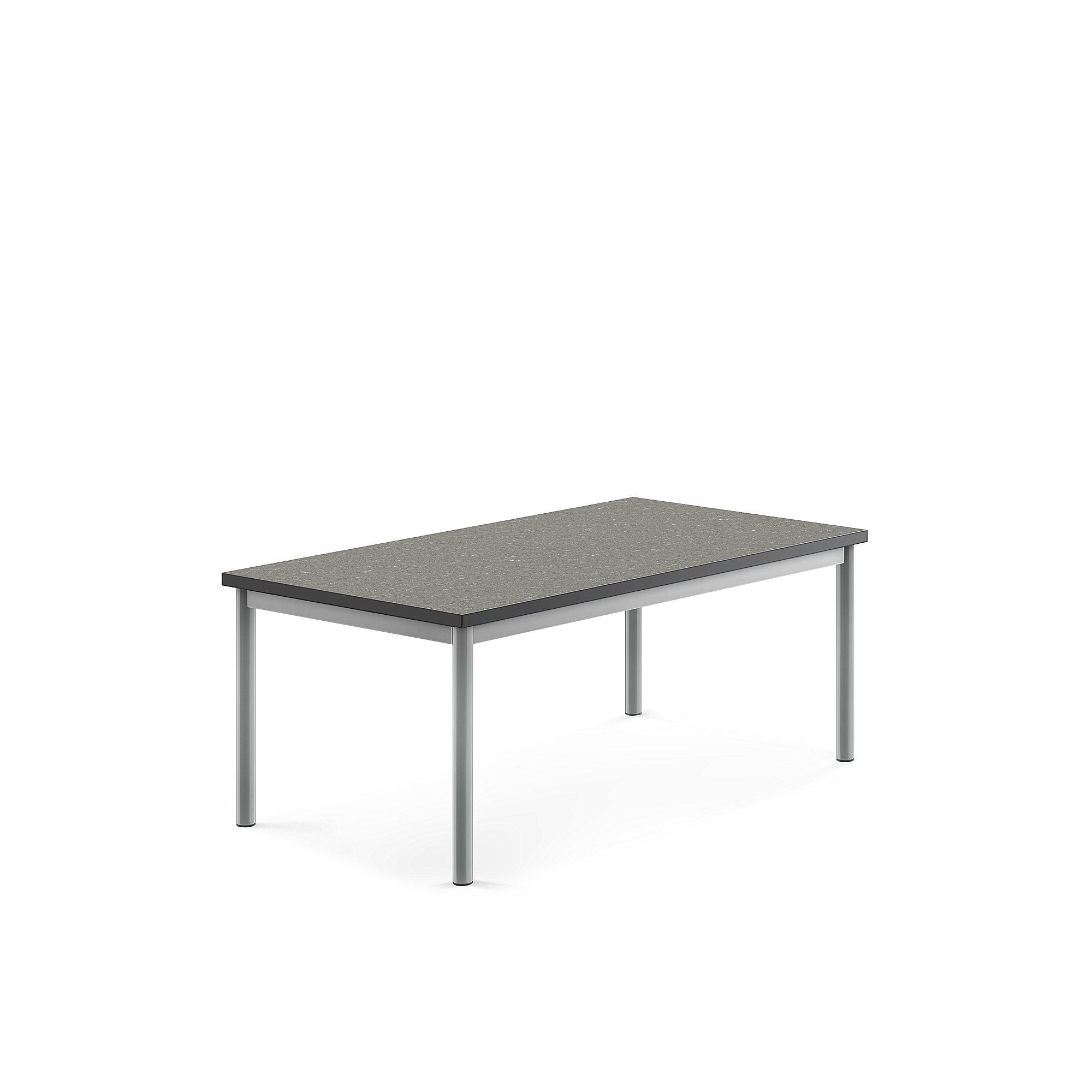 Stůl SONITUS, 1200x700x500 mm, stříbrné nohy, deska s linoleem, tmavě šedá