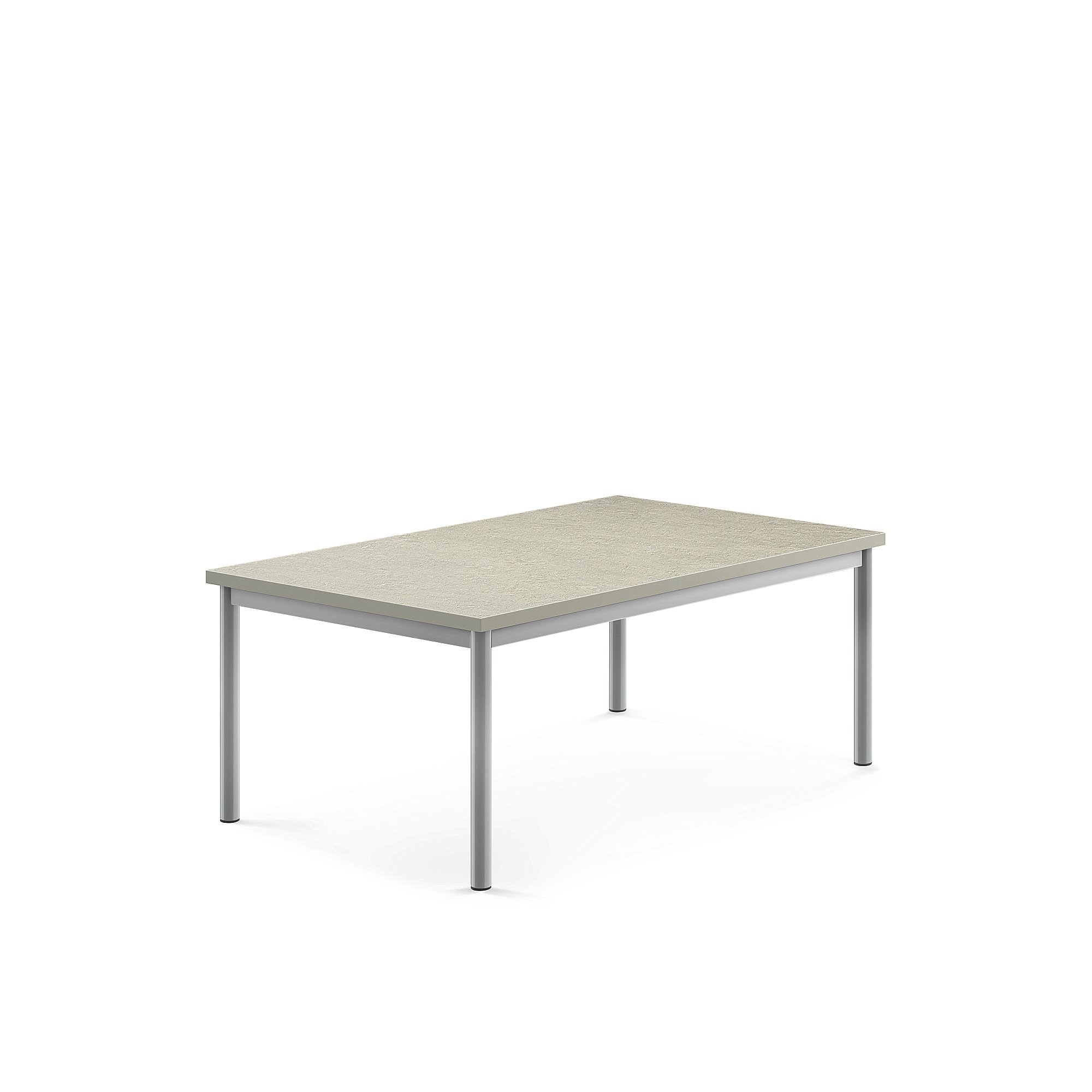 Stůl SONITUS, 1200x800x500 mm, stříbrné nohy, deska s linoleem, šedá