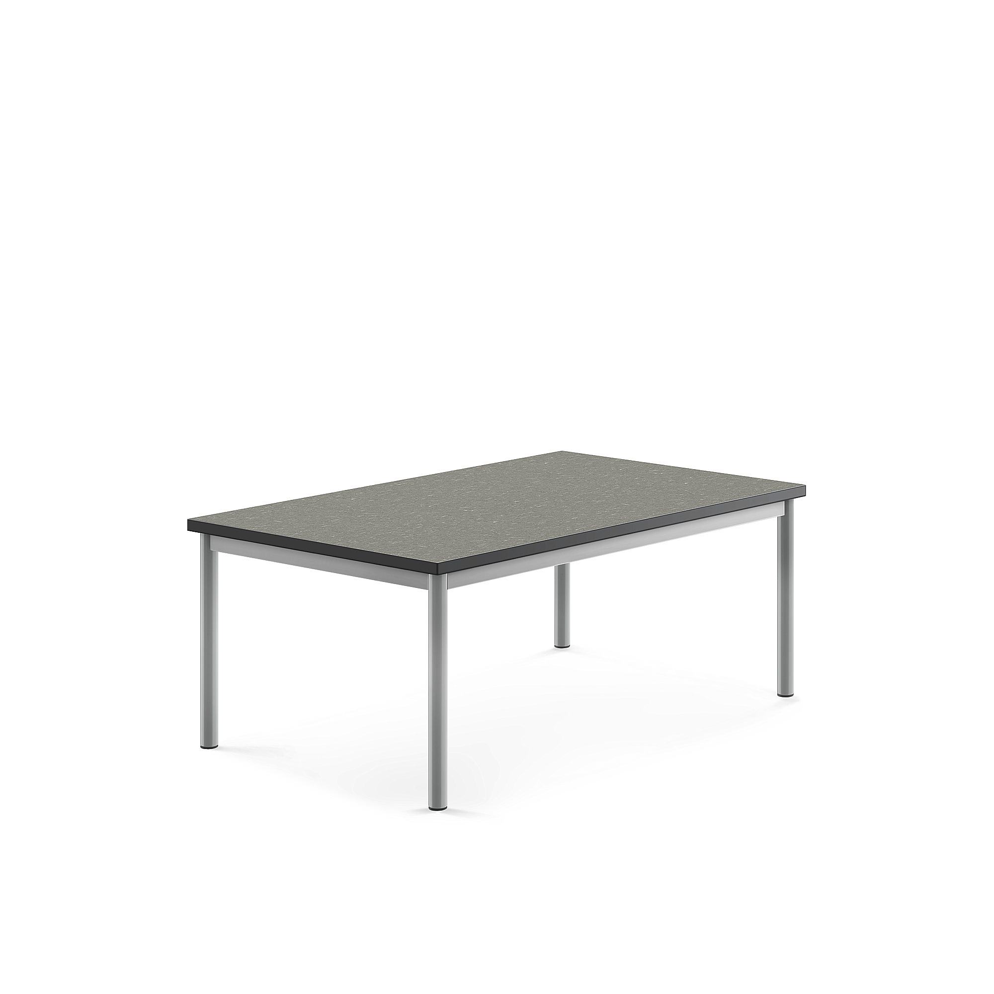 Stůl SONITUS, 1200x800x500 mm, stříbrné nohy, deska s linoleem, tmavě šedá