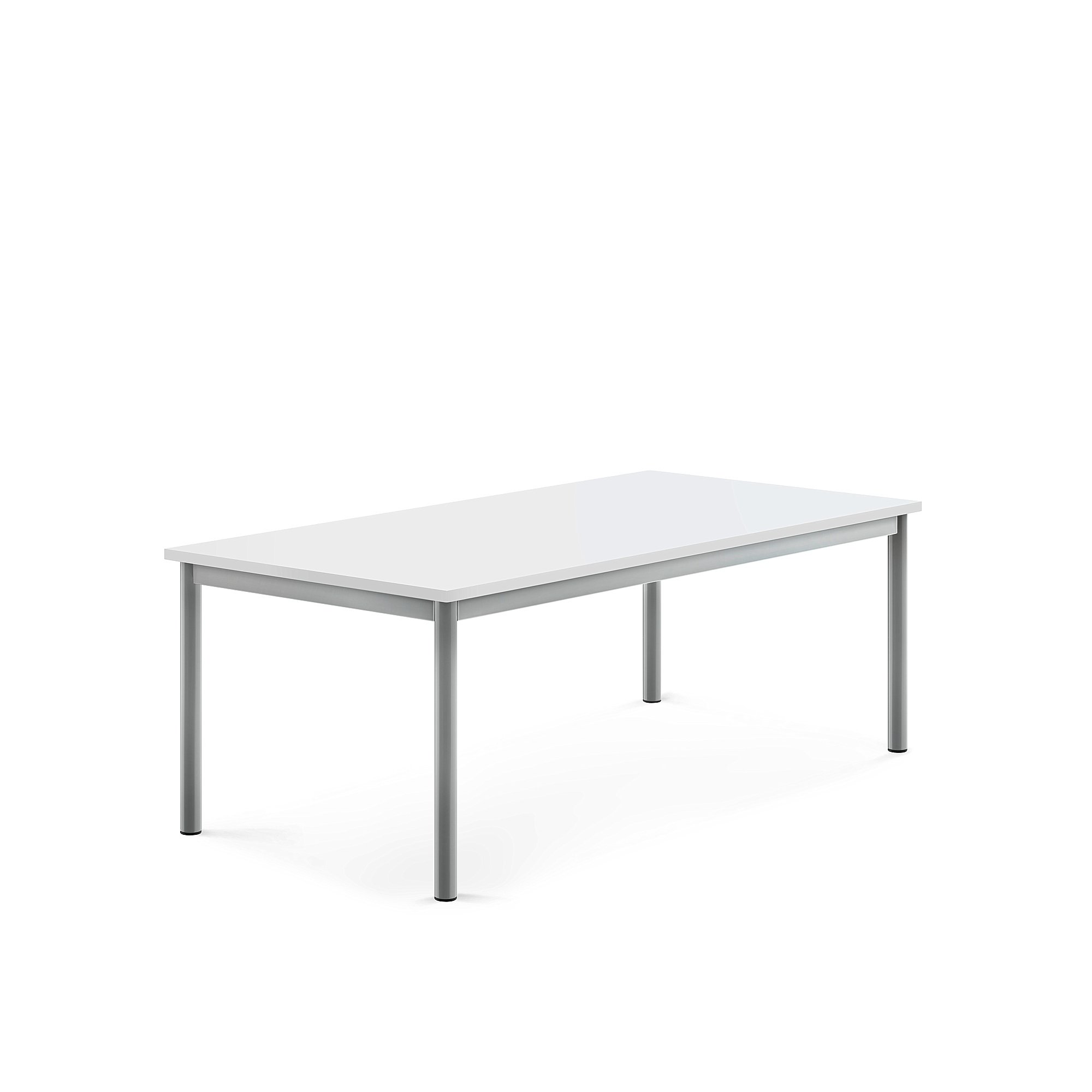Stůl BORÅS, 1400x700x500 mm, stříbrné nohy, HPL deska, bílá