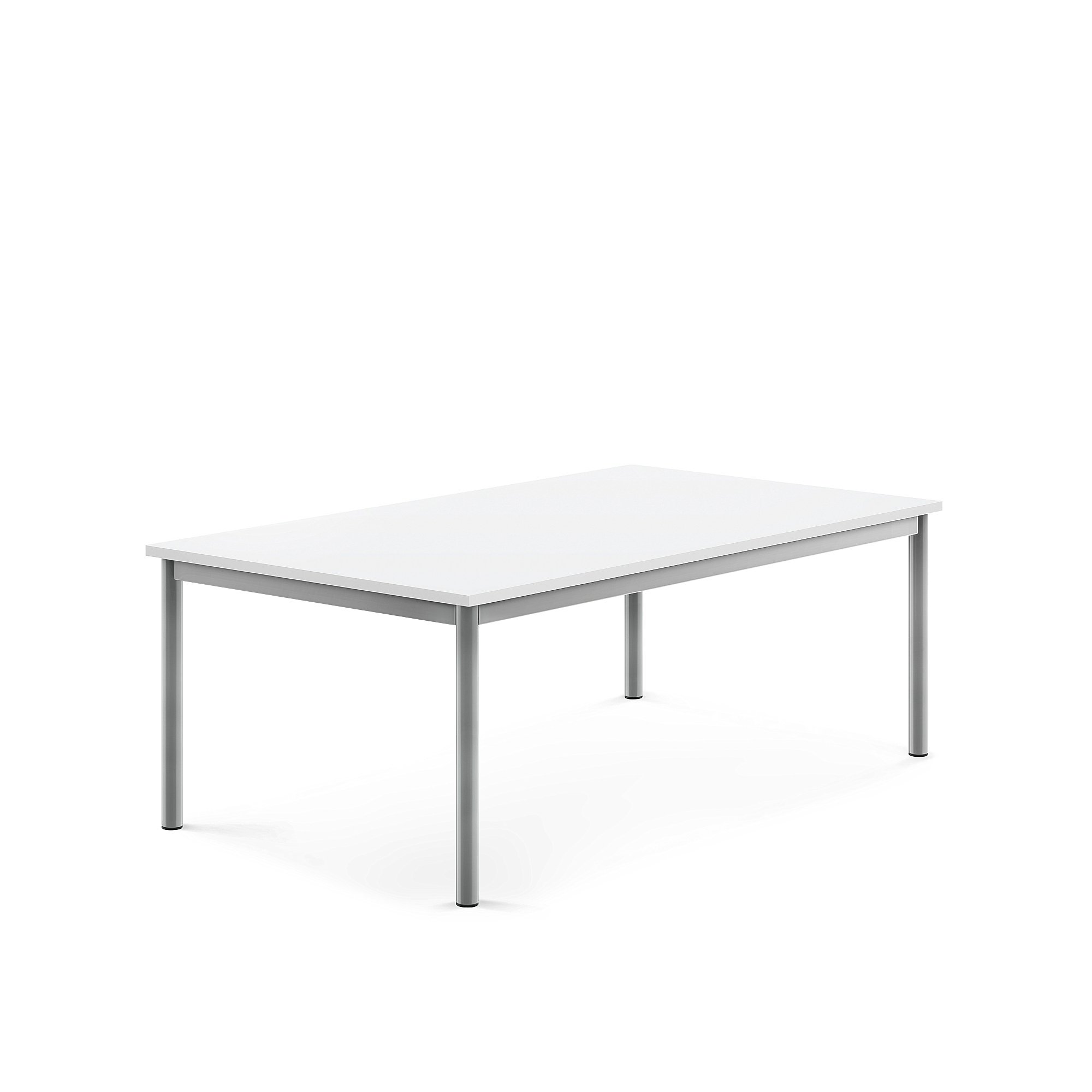 Stůl BORÅS, 1400x800x500 mm, stříbrné nohy, HPL deska, bílá