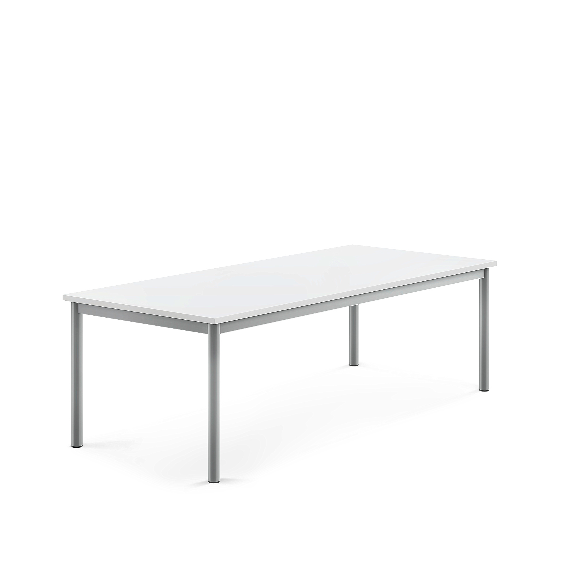 Stůl BORÅS, 1600x700x500 mm, stříbrné nohy, HPL deska, bílá