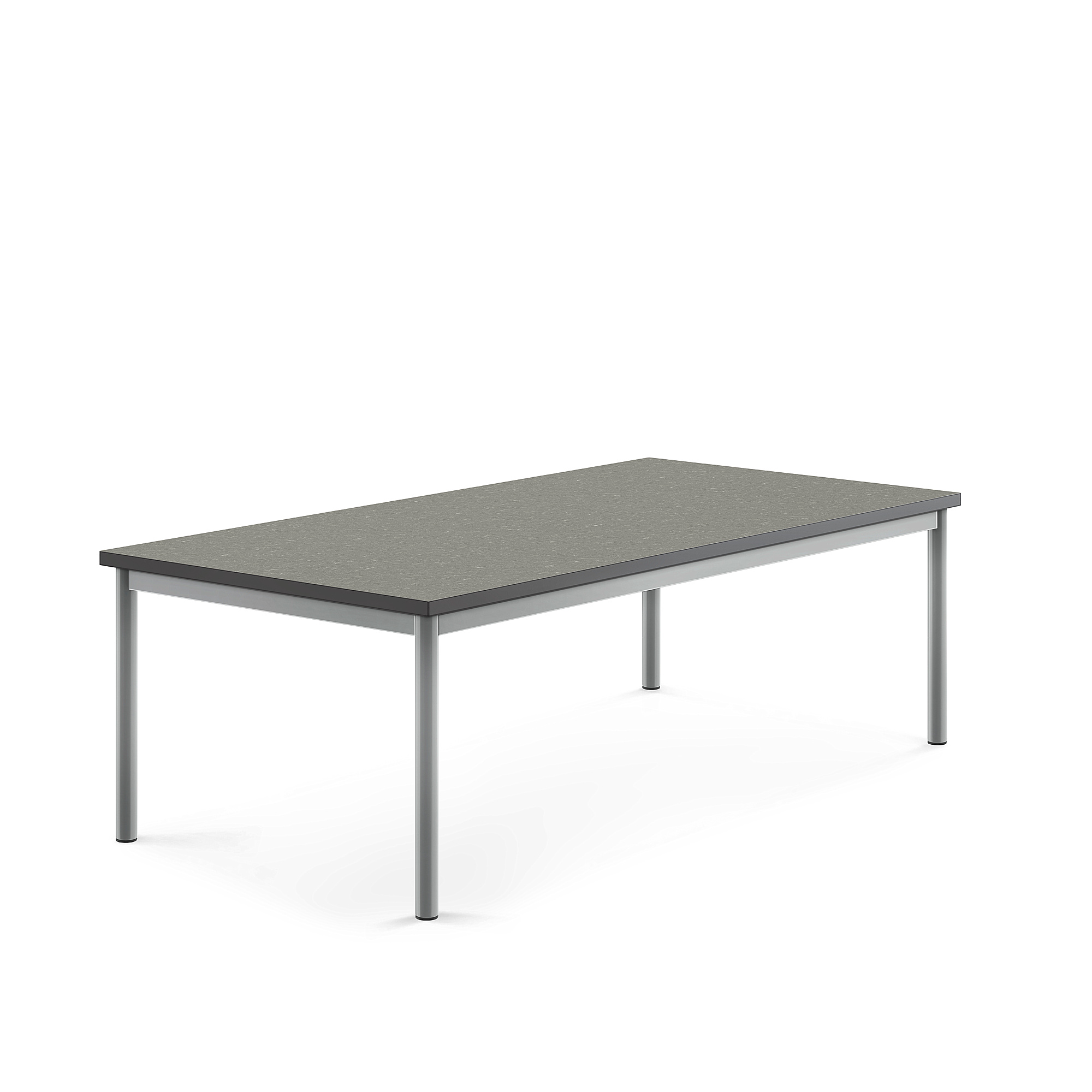 Stůl SONITUS, 1600x800x500 mm, stříbrné nohy, deska s linoleem, tmavě šedá