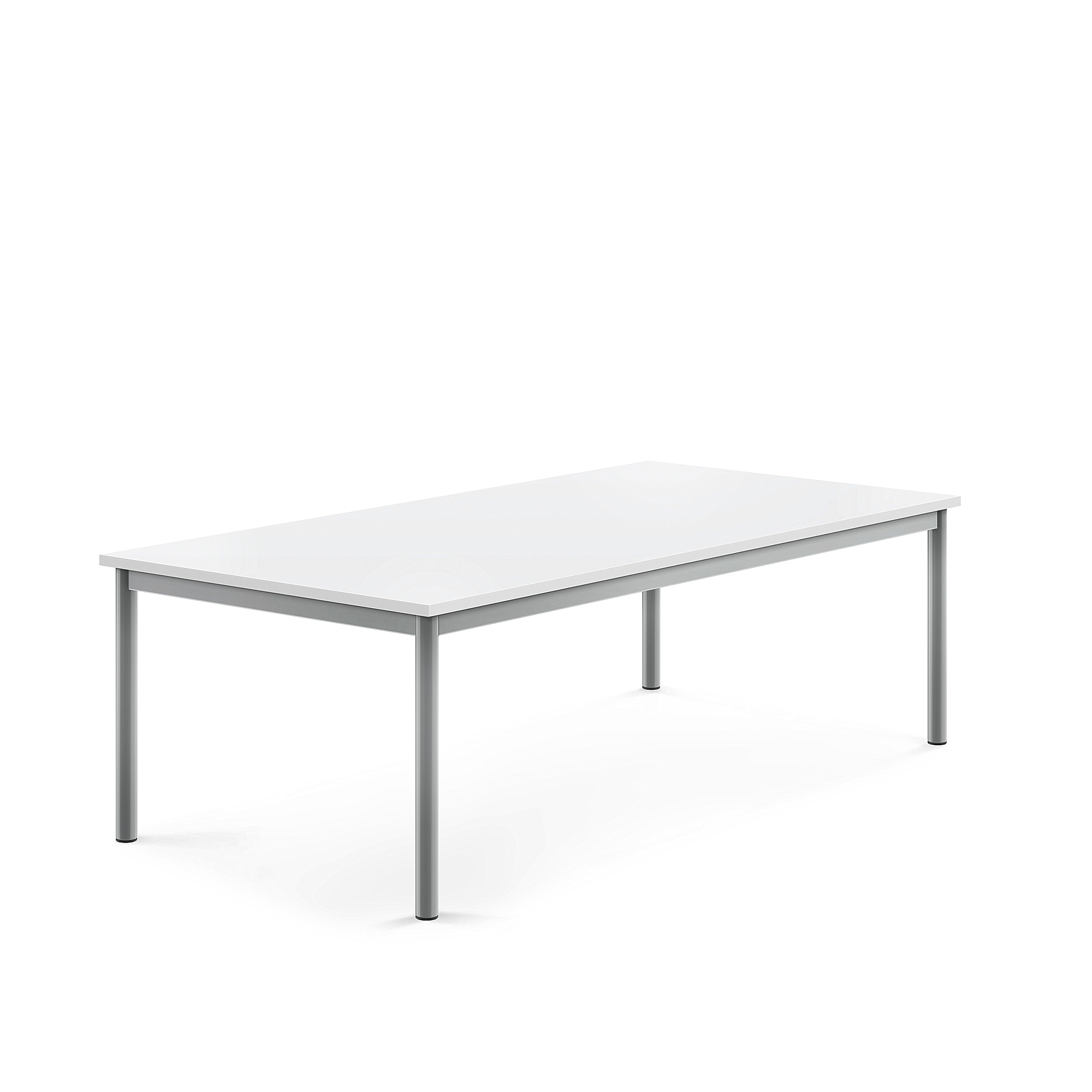 Stůl BORÅS, 1600x800x500 mm, stříbrné nohy, HPL deska, bílá