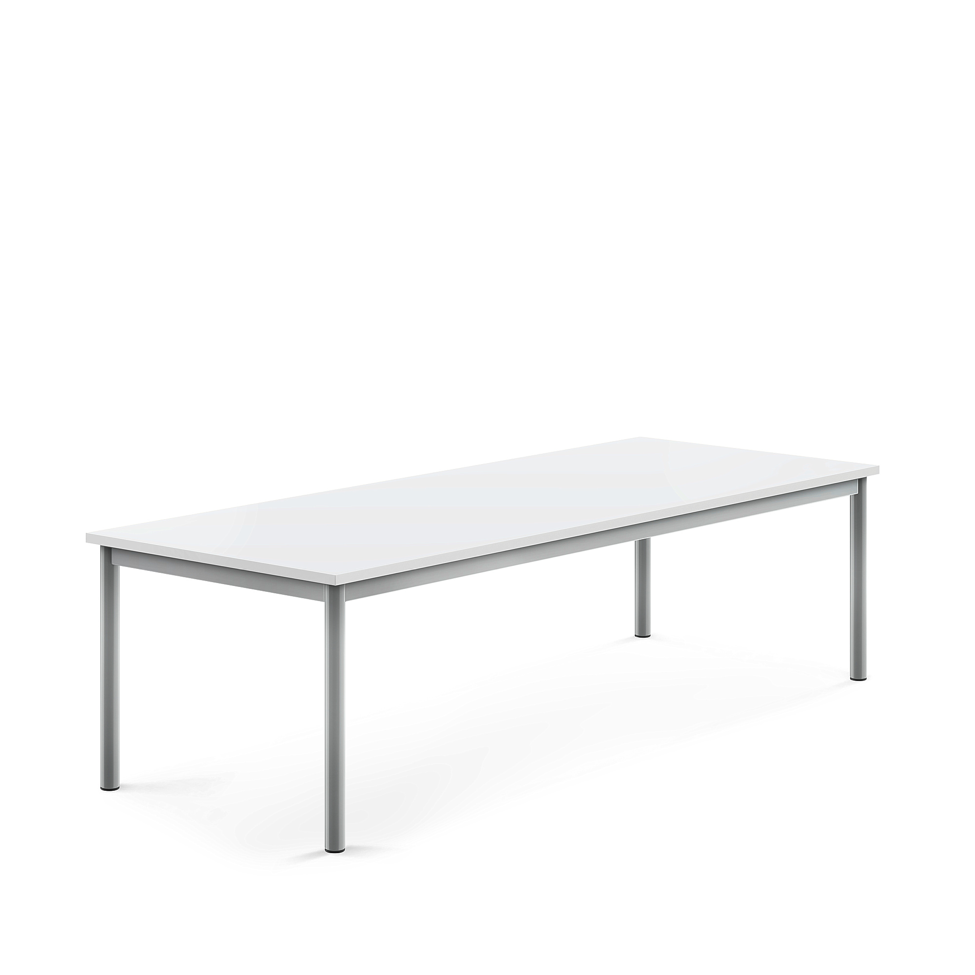 Stůl BORÅS, 1800x700x500 mm, stříbrné nohy, HPL deska, bílá