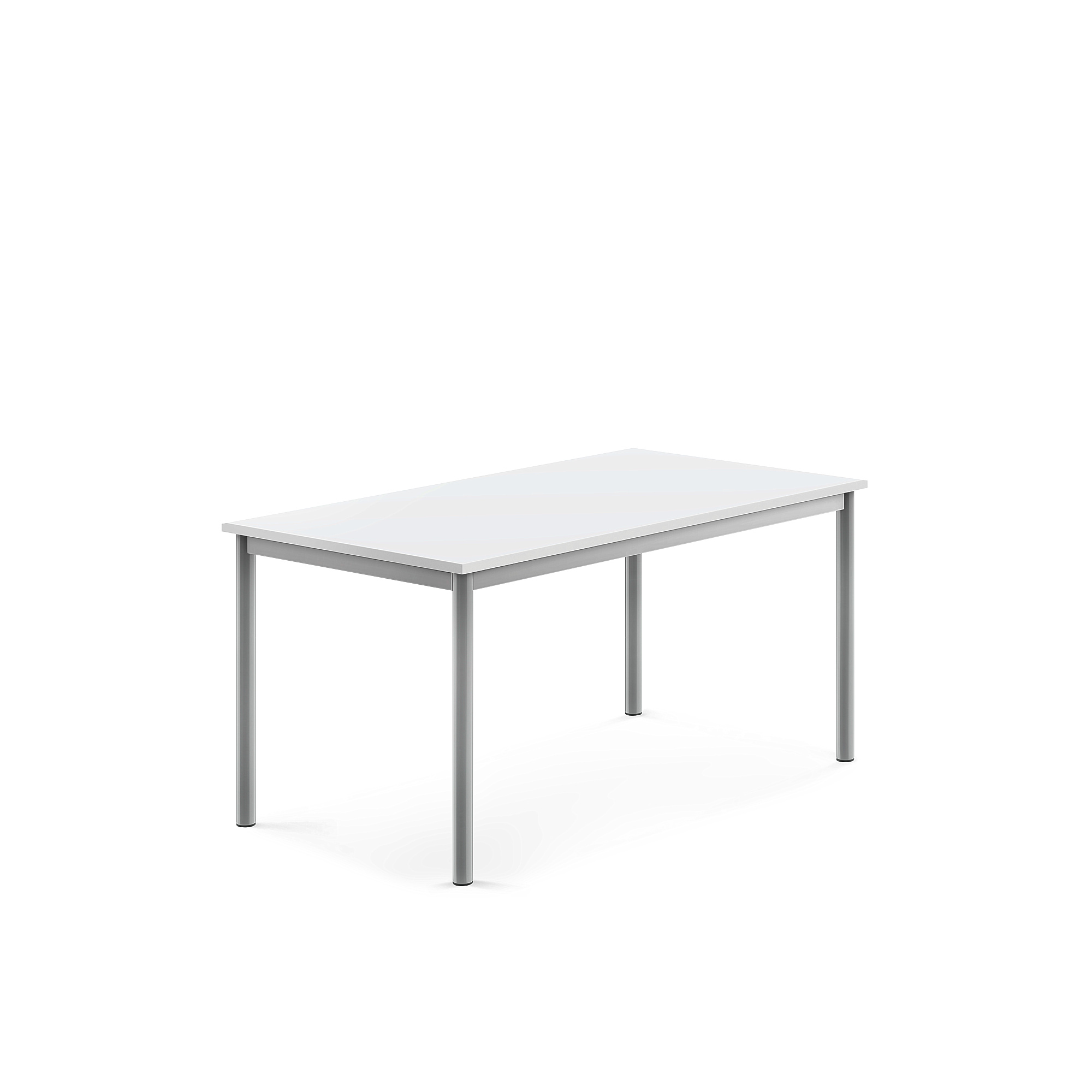 Stůl BORÅS, 1200x700x600 mm, stříbrné nohy, HPL deska, bílá