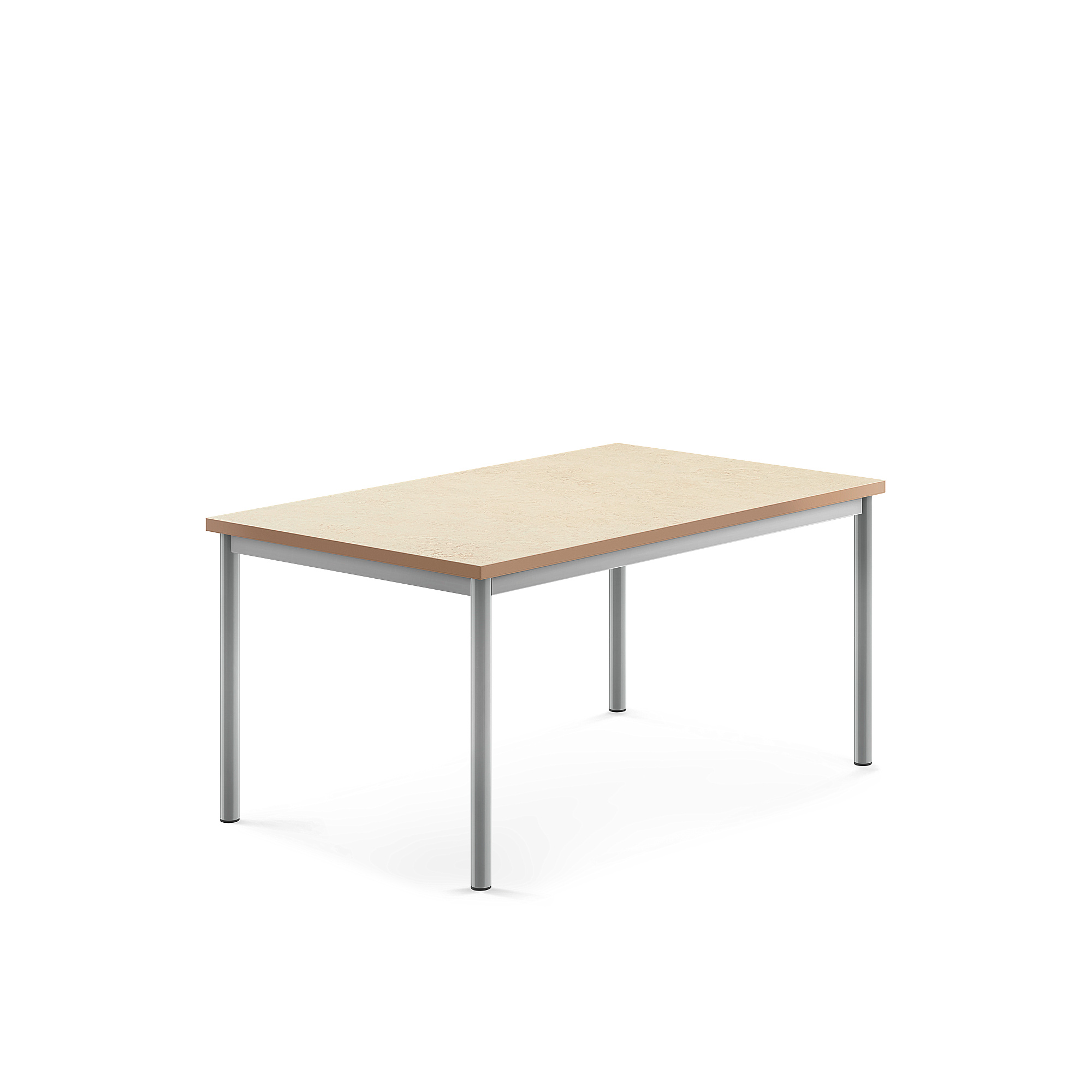Stůl SONITUS, 1200x800x600 mm, stříbrné nohy, deska s linoleem, béžová