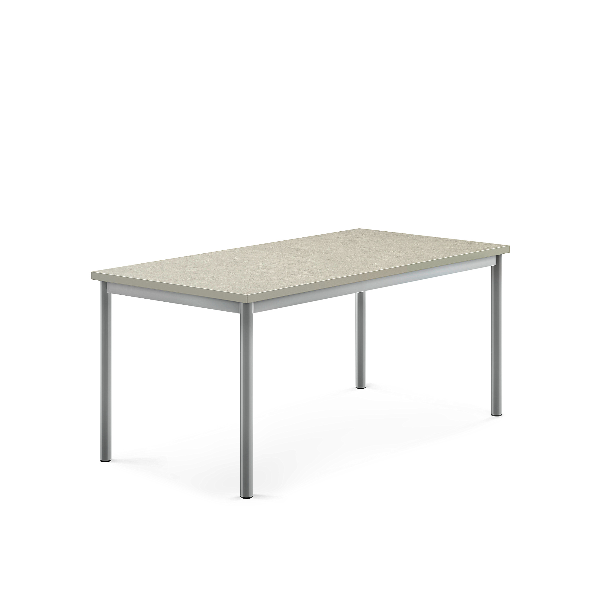 Stůl SONITUS, 1400x700x600 mm, stříbrné nohy, deska s linoleem, šedá