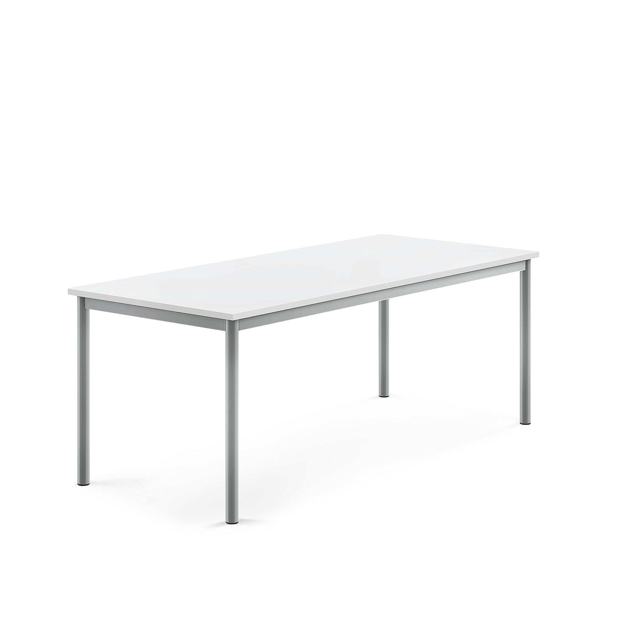 Stůl BORÅS, 1600x700x600 mm, stříbrné nohy, HPL deska, bílá