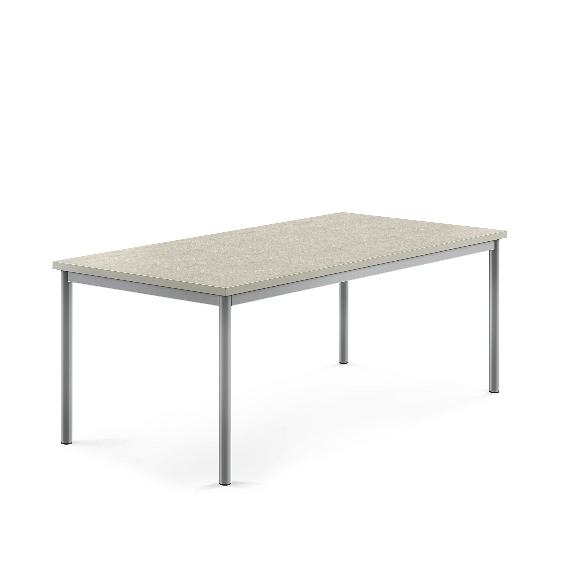 Stůl SONITUS, 1600x800x600 mm, stříbrné nohy, deska s linoleem, šedá