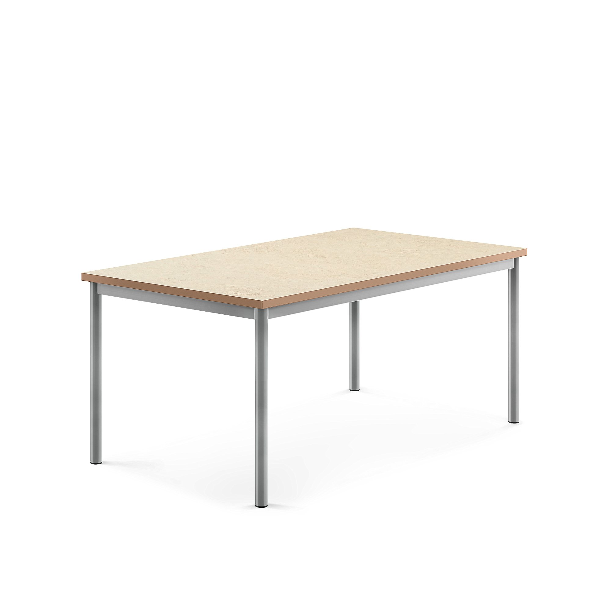 Stůl SONITUS, 1400x800x600 mm, stříbrné nohy, deska s linoleem, béžová