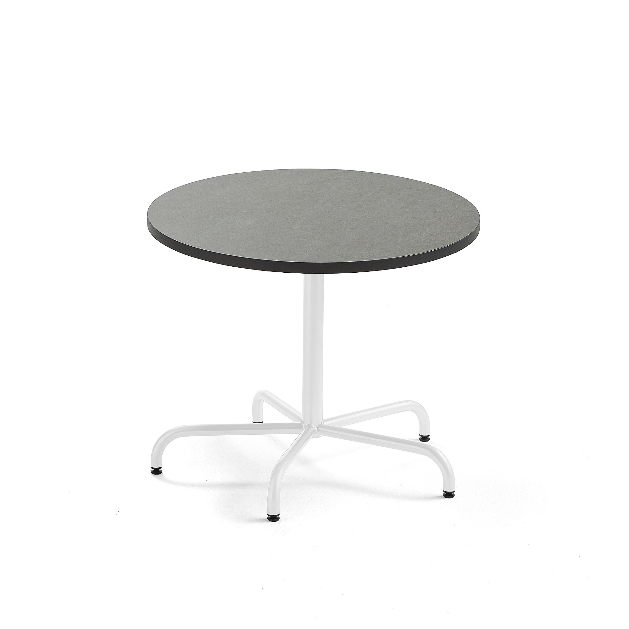 Stůl PLURAL, Ø900x720 mm, linoleum, tmavě šedá, bílá
