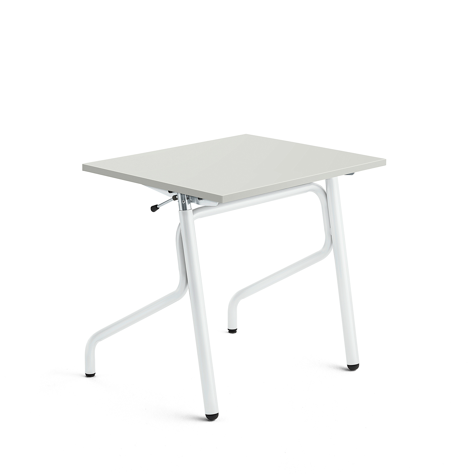 Školní lavice ADJUST, výškově nastavitelná, 700x600 mm, HPL deska tlumící hluk, šedá, bílá