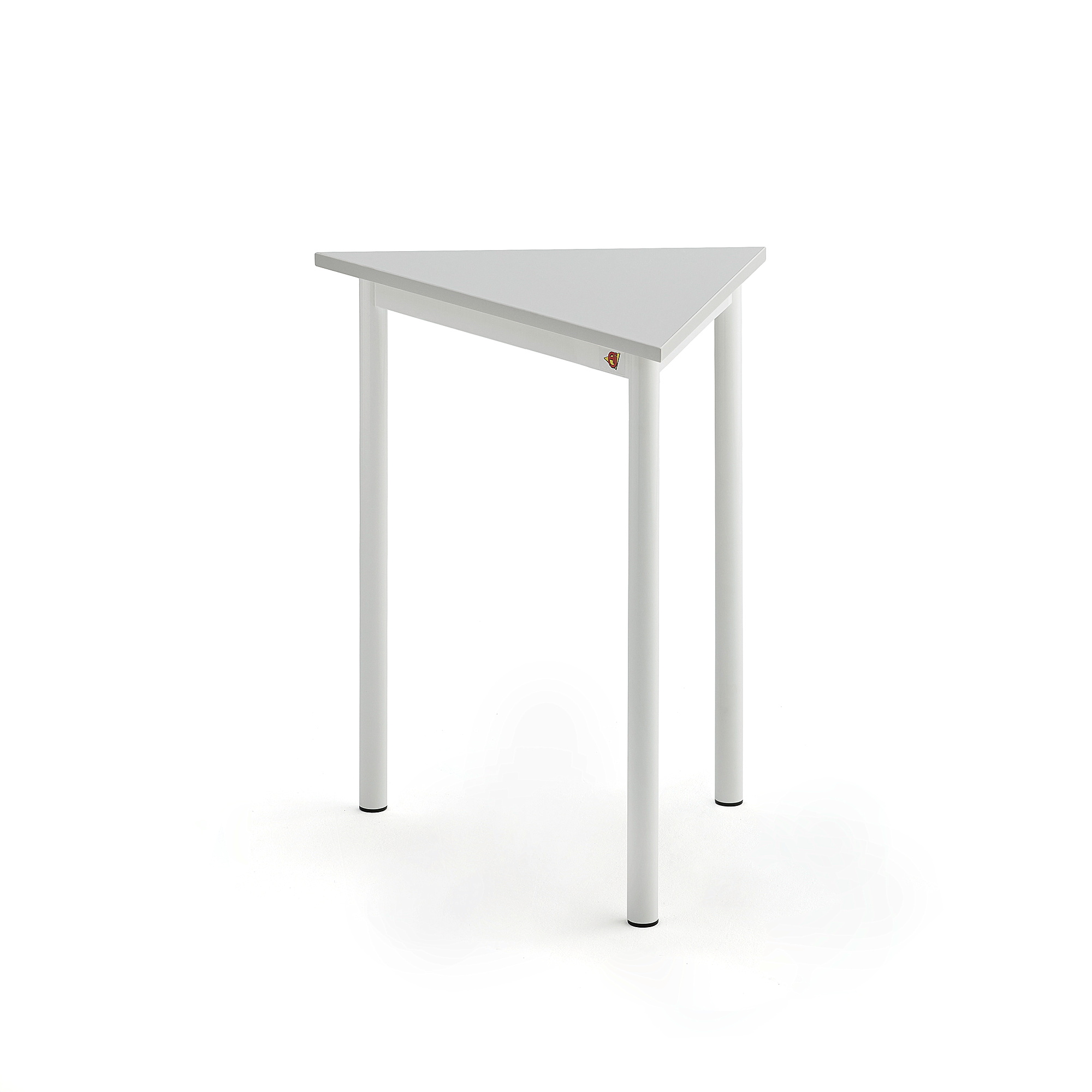 Stůl SONITUS TRIANGEL, 700x600x720 mm, bílé nohy, HPL deska tlumící hluk, šedá