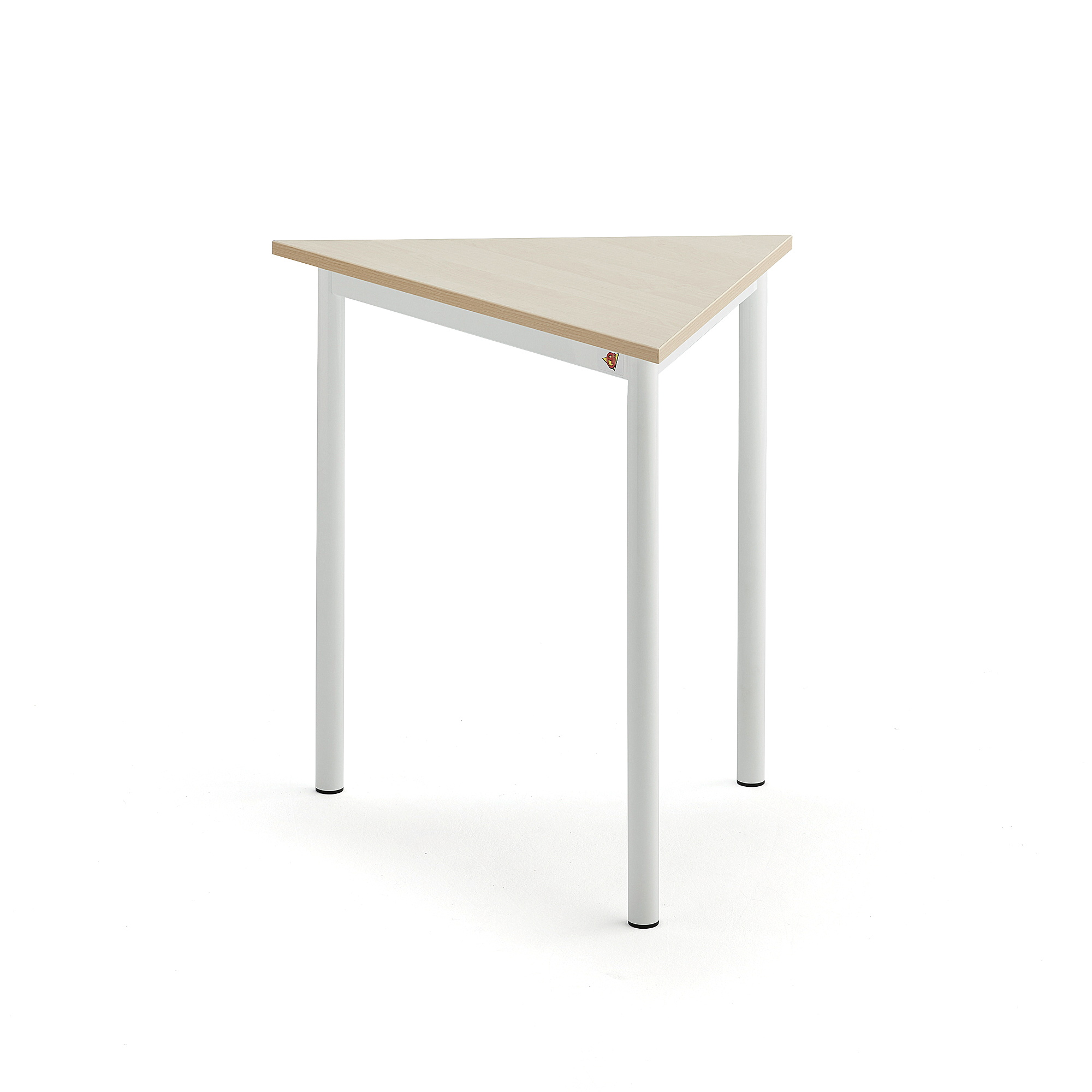 Stůl SONITUS TRIANGEL, 800x700x720 mm, bílé nohy, HPL deska tlumící hluk, bříza