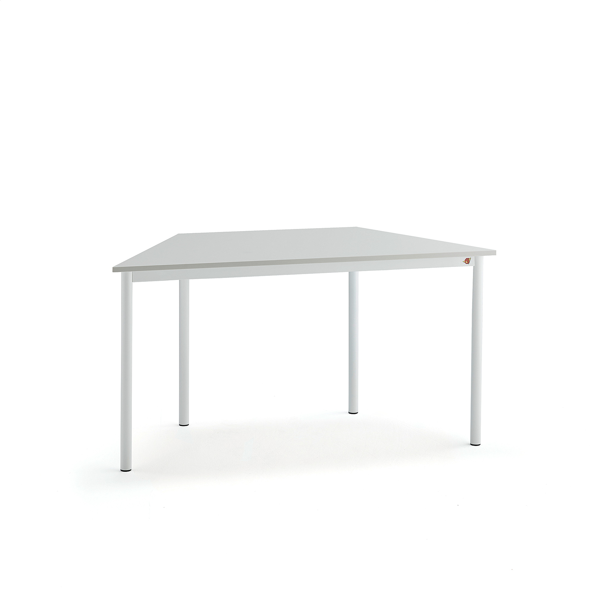 Stůl SONITUS TRAPETS, 1200x600x720 mm, bílé nohy, HPL deska tlumící hluk, šedá