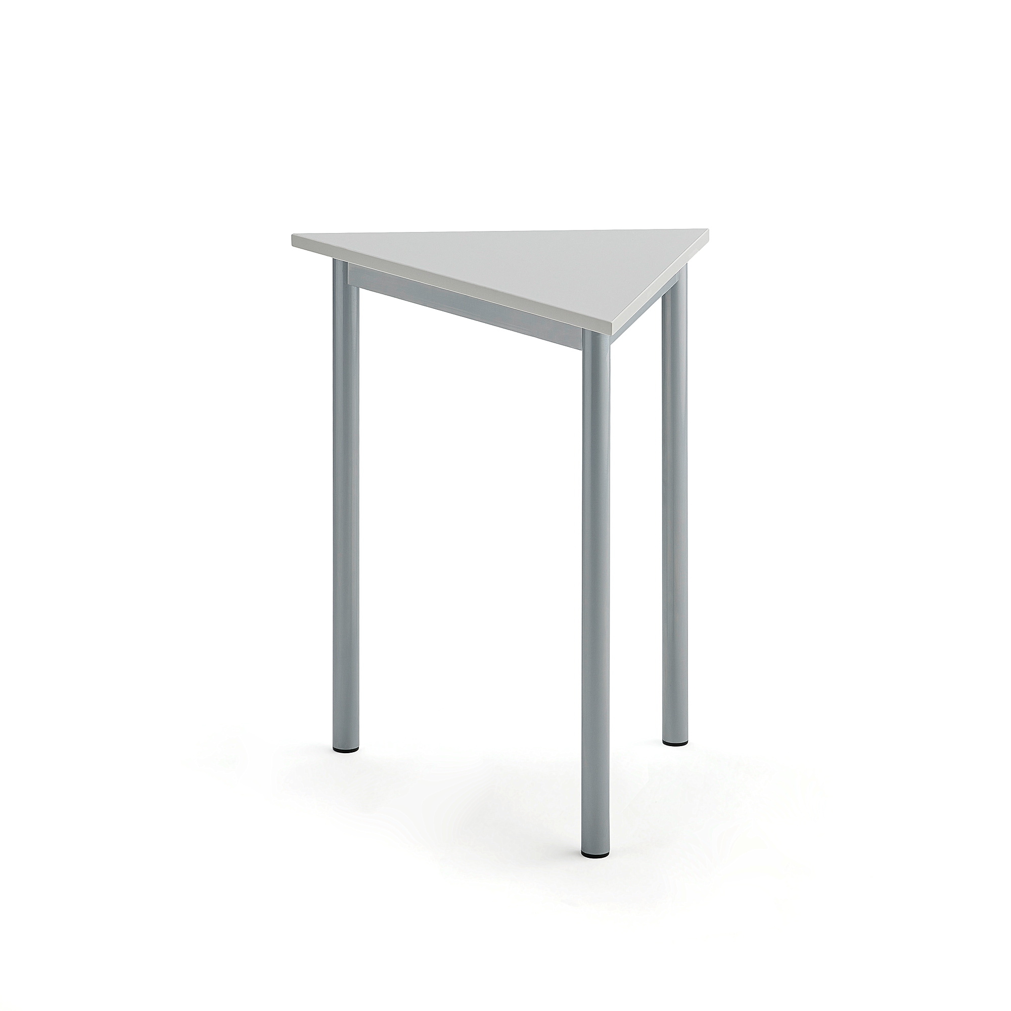 Stůl BORÅS TRIANGEL, 700x600x720 mm, stříbrné nohy, HPL deska, šedá