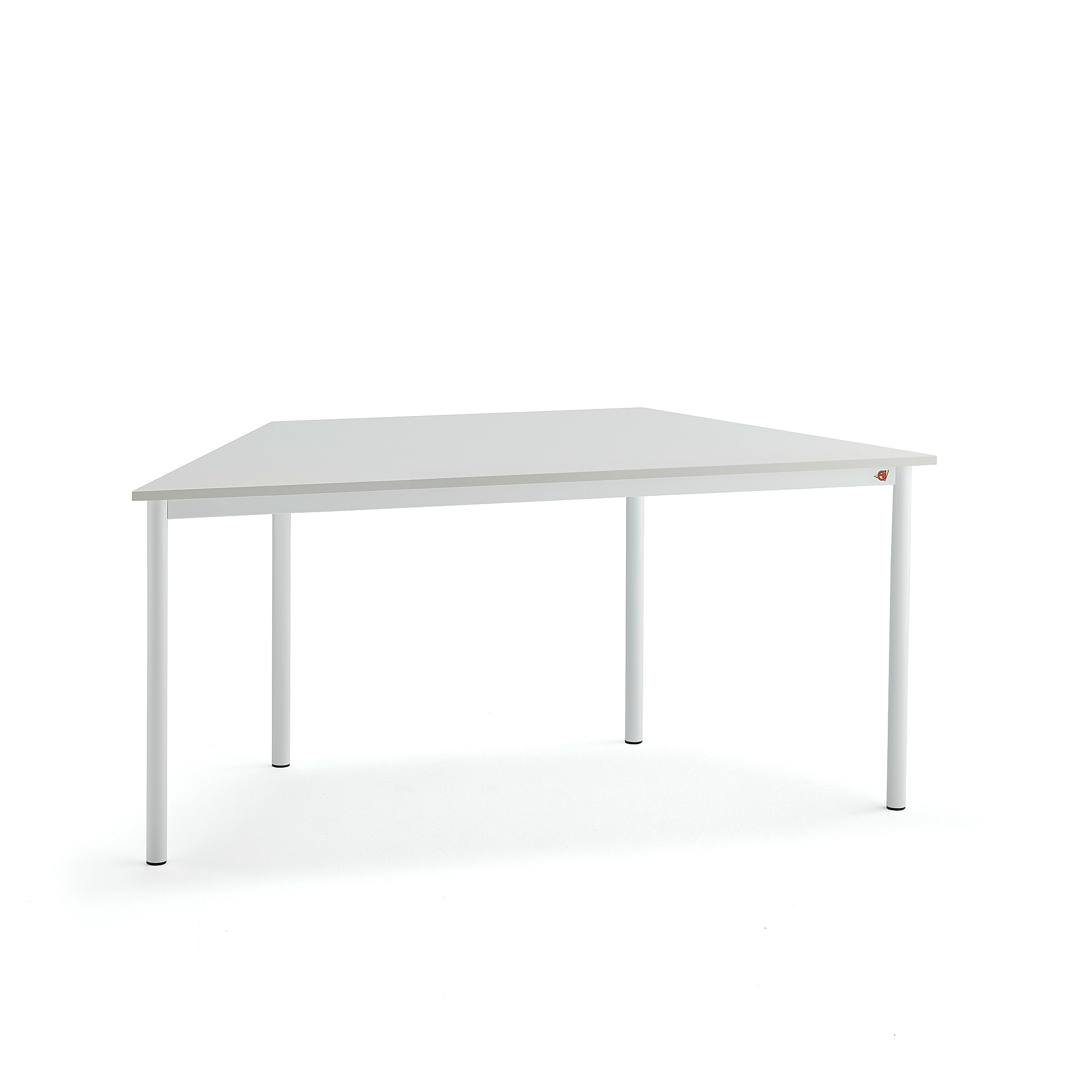 Stůl BORÅS TRAPETS, 1600x800x720 mm, bílé nohy, HPL deska, šedá