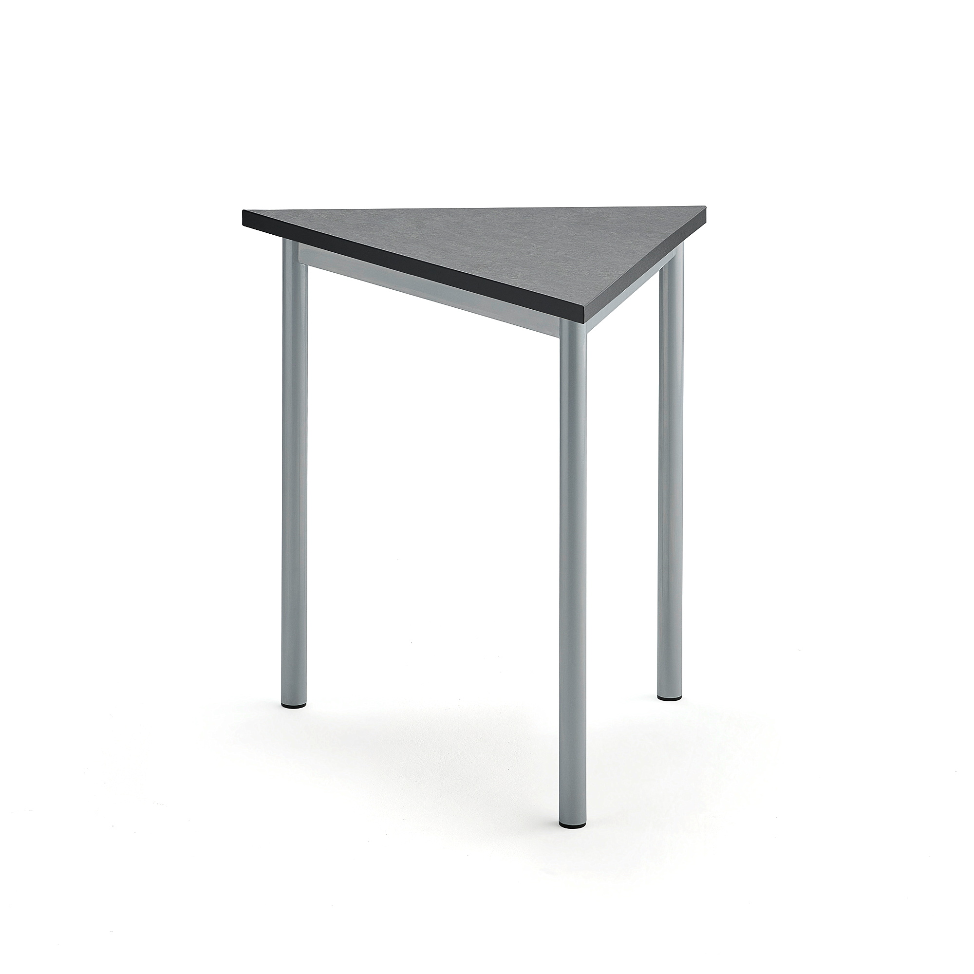 Stůl SONITUS TRIANGEL, 800x700x720 mm, stříbrné nohy, deska s linoleem, tmavě šedá