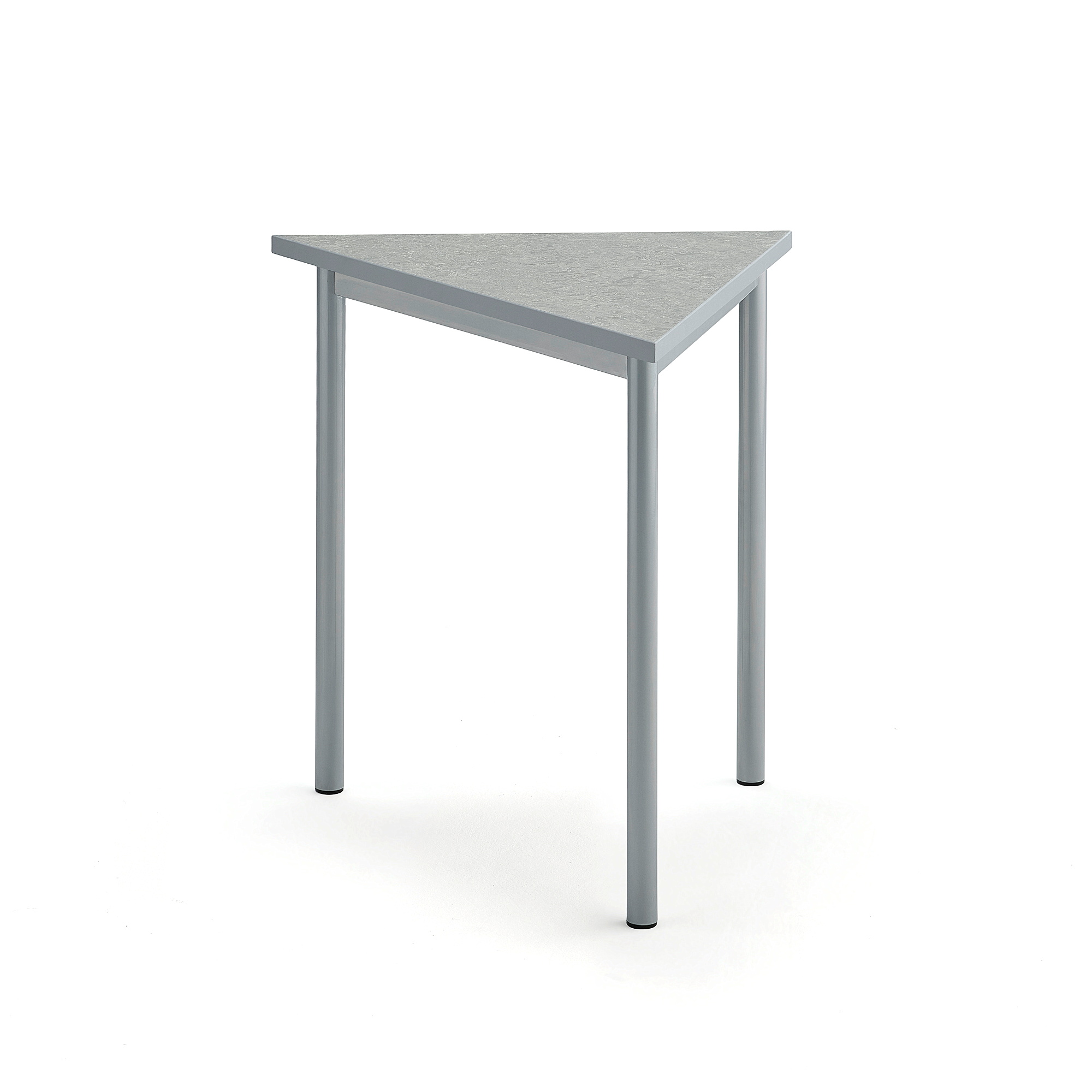 Stůl SONITUS TRIANGEL, 800x700x720 mm, stříbrné nohy, deska s linoleem, šedá