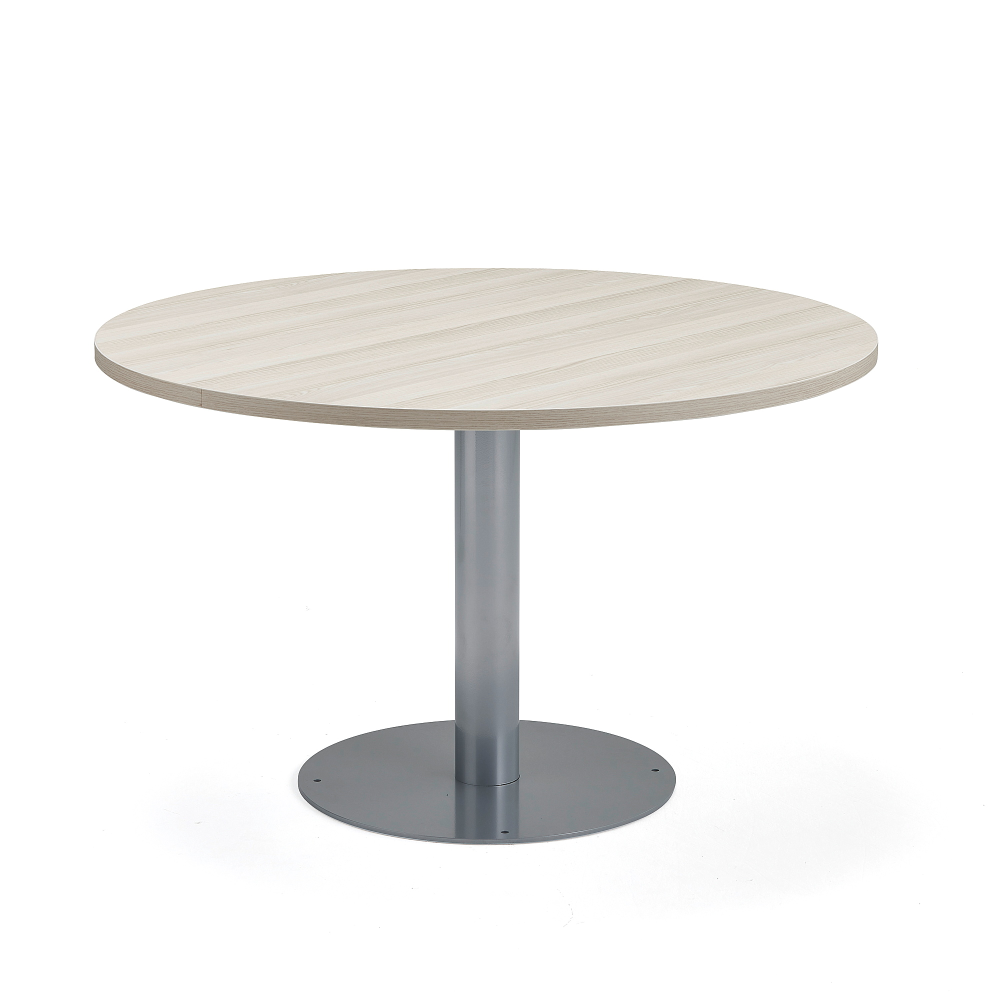 Stůl GATHER, Ø 900x720 mm, HPL laminát, stříbrná, jasan