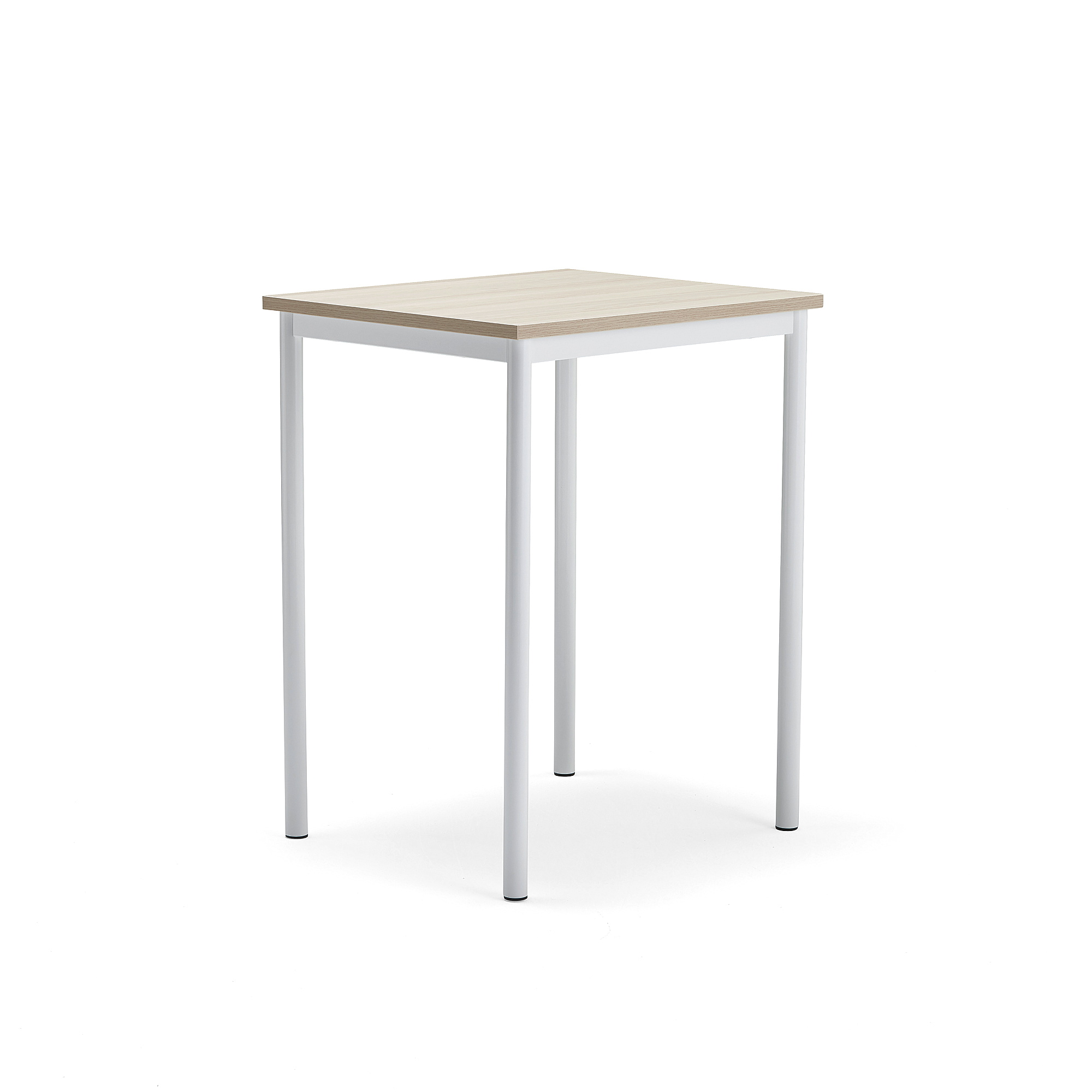 Stůl BORÅS PLUS, 700x600x900 mm, bílé nohy, HPL deska, jasan