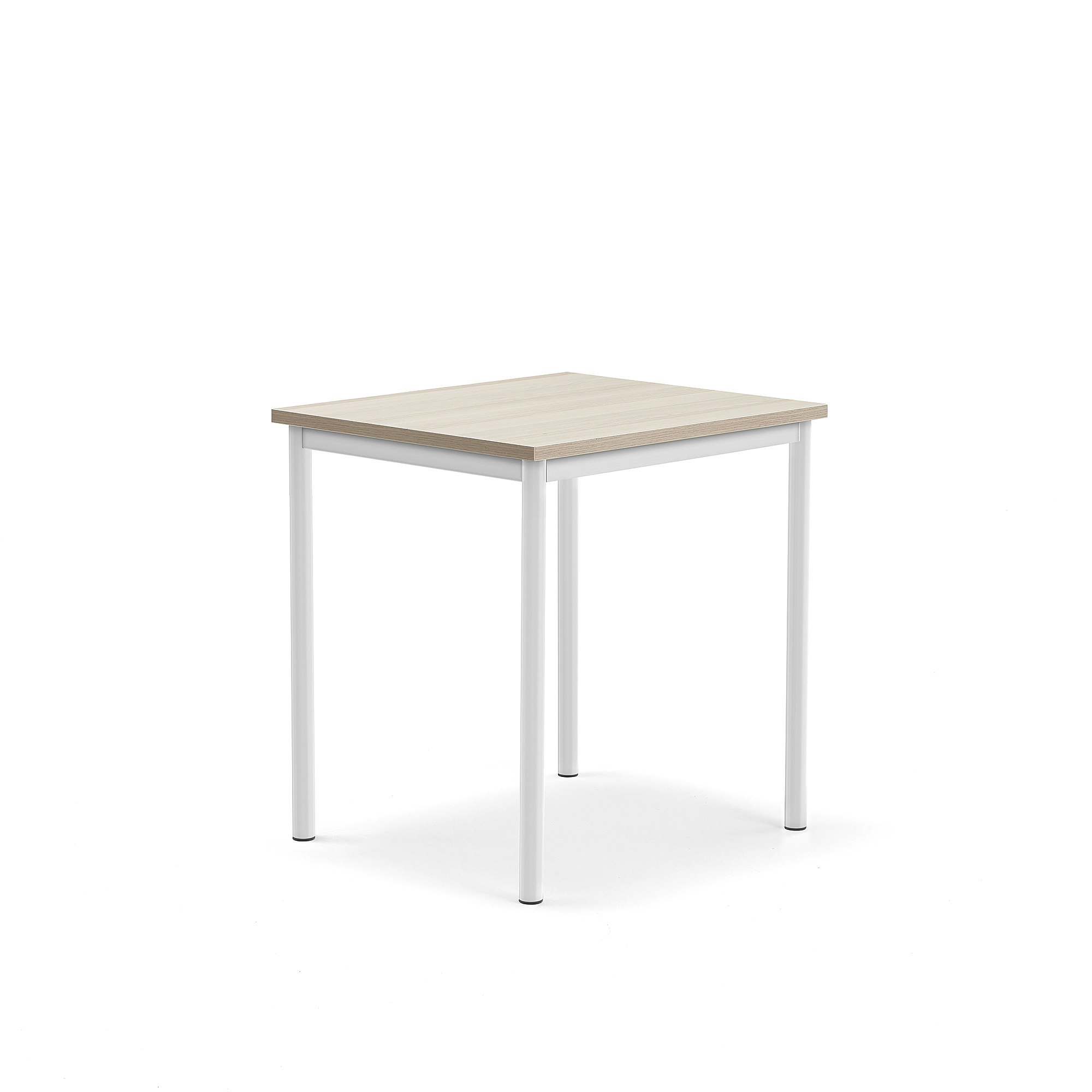 Stůl SONITUS PLUS, 700x600x720 mm, bílé nohy, HPL deska tlumící hluk, jasan
