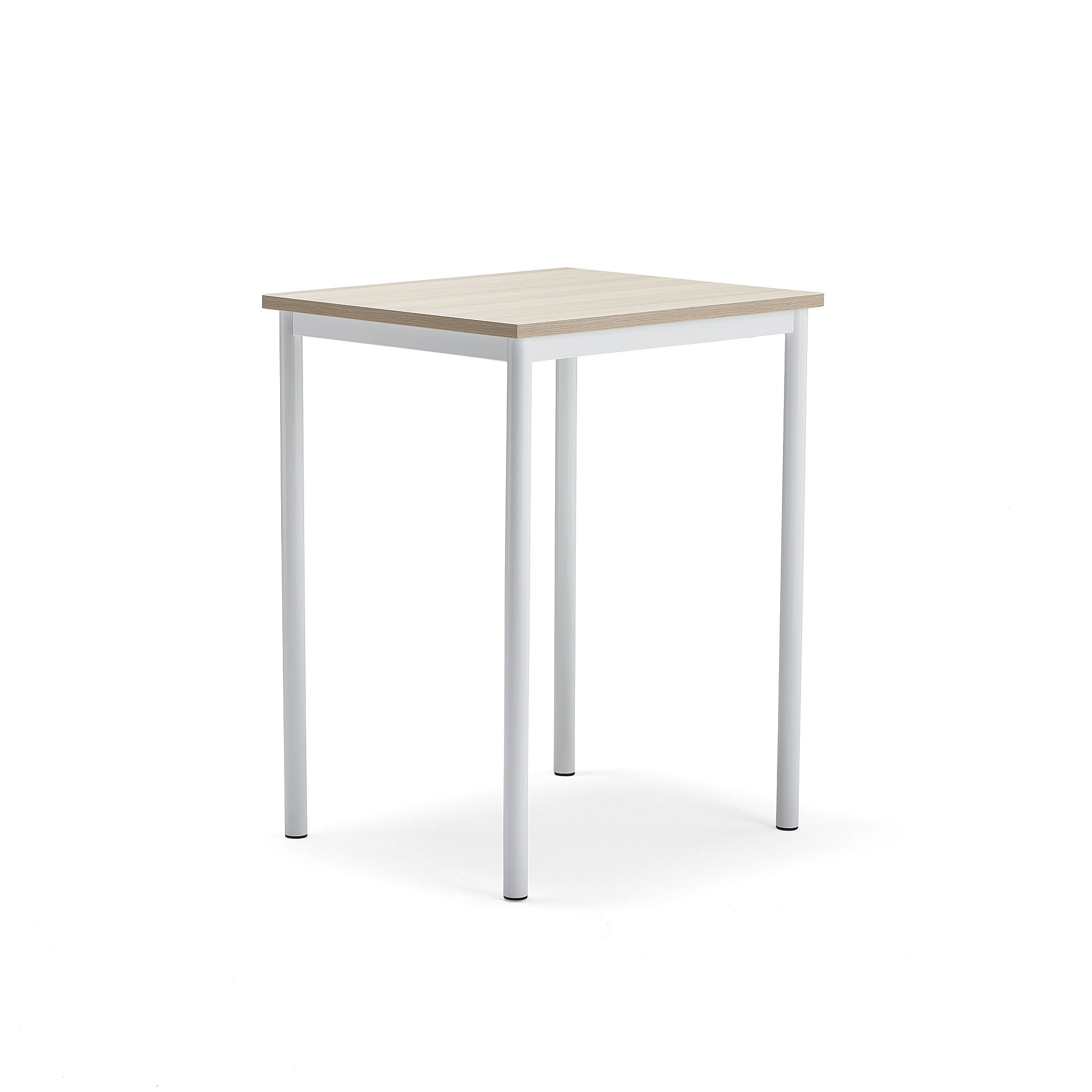 Stůl SONITUS PLUS, 700x600x900 mm, bílé nohy, HPL deska tlumící hluk, jasan