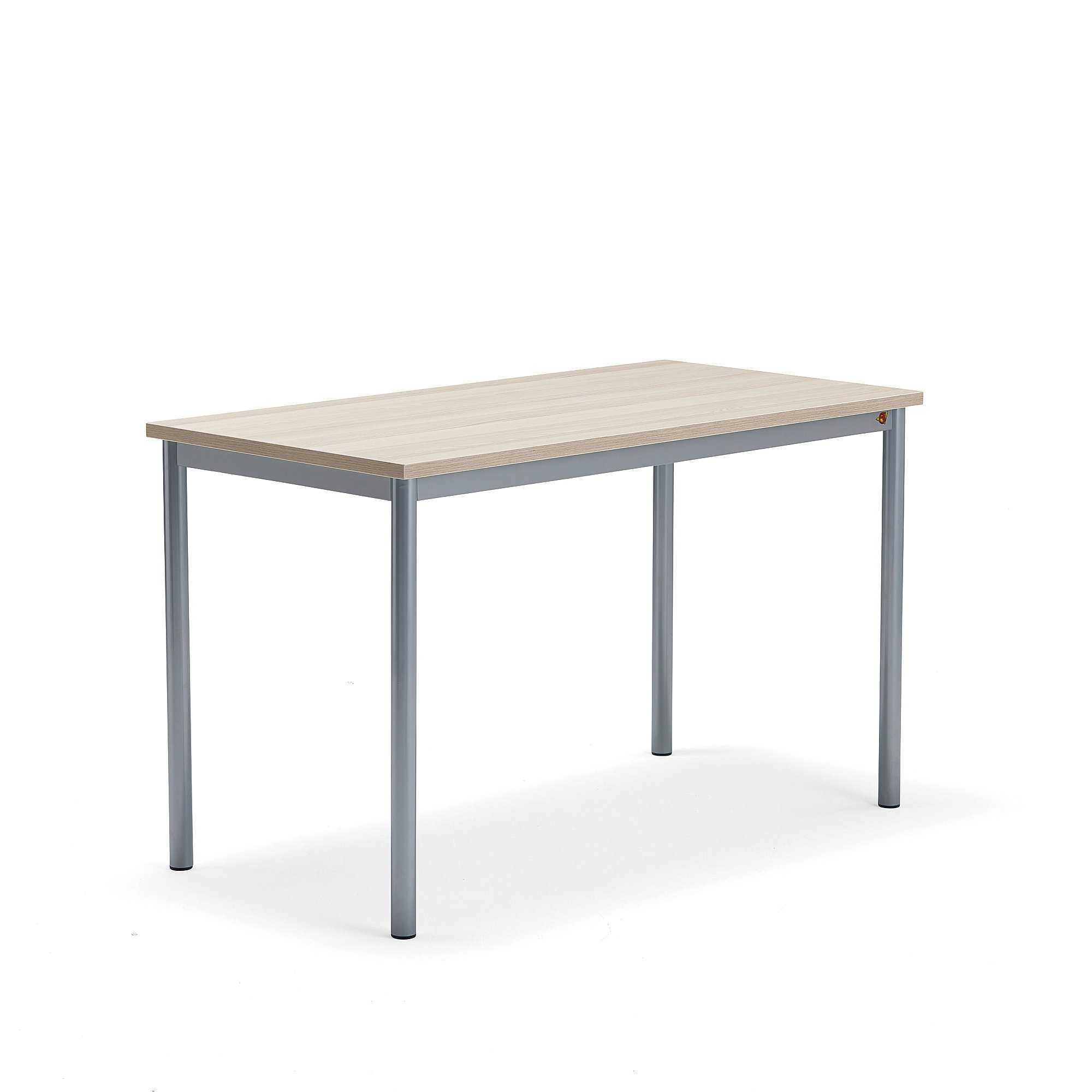 Stůl BORÅS PLUS, 1200x600x720 mm, stříbrné nohy, HPL deska, jasan