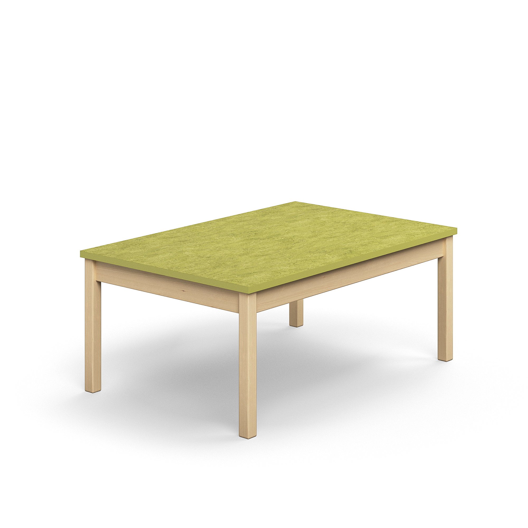Stůl DECIBEL, 1200x800x530 mm, akustické linoleum, bříza/limetkově zelená