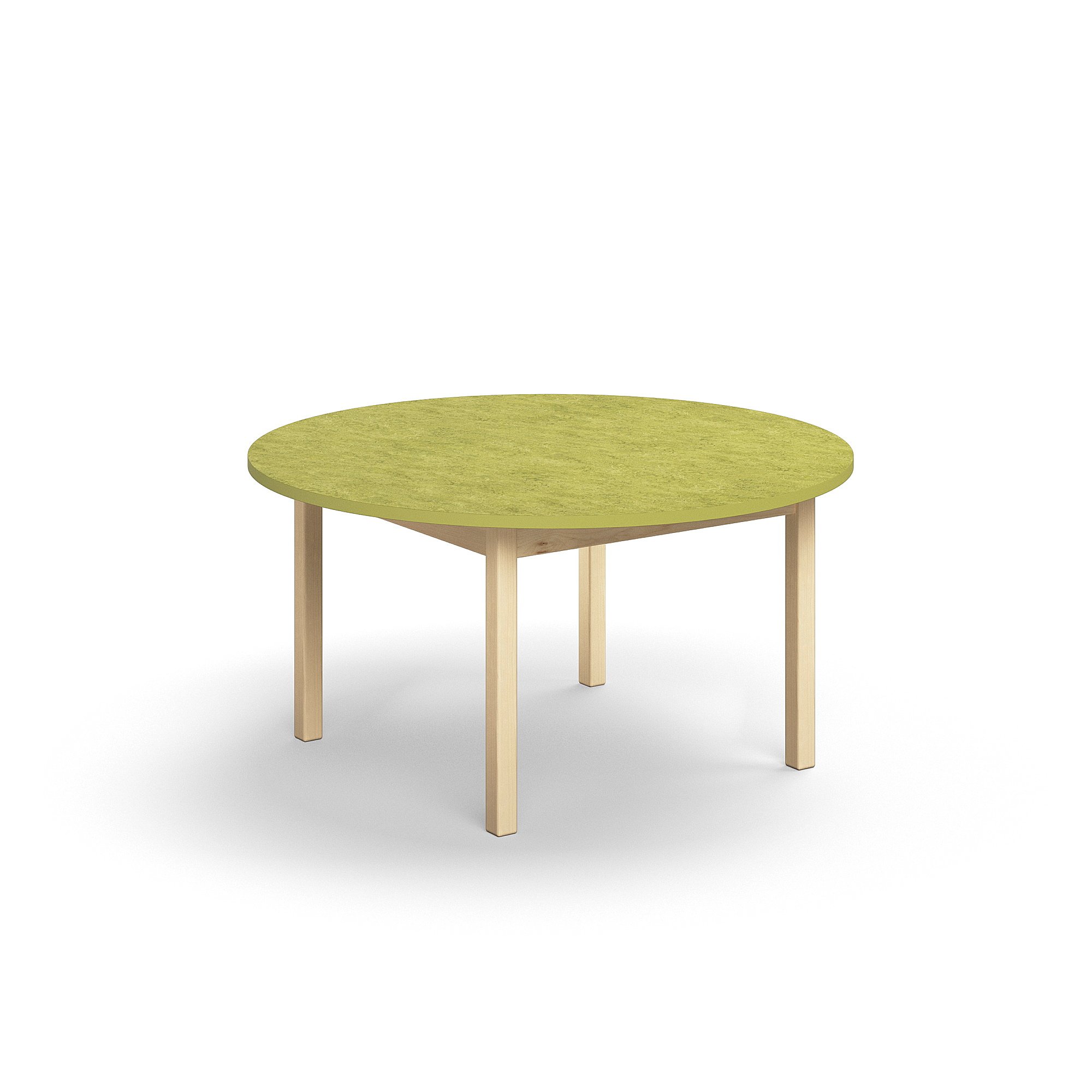 Stůl DECIBEL, Ø1200x590 mm, akustické linoleum, bříza/limetkově zelená
