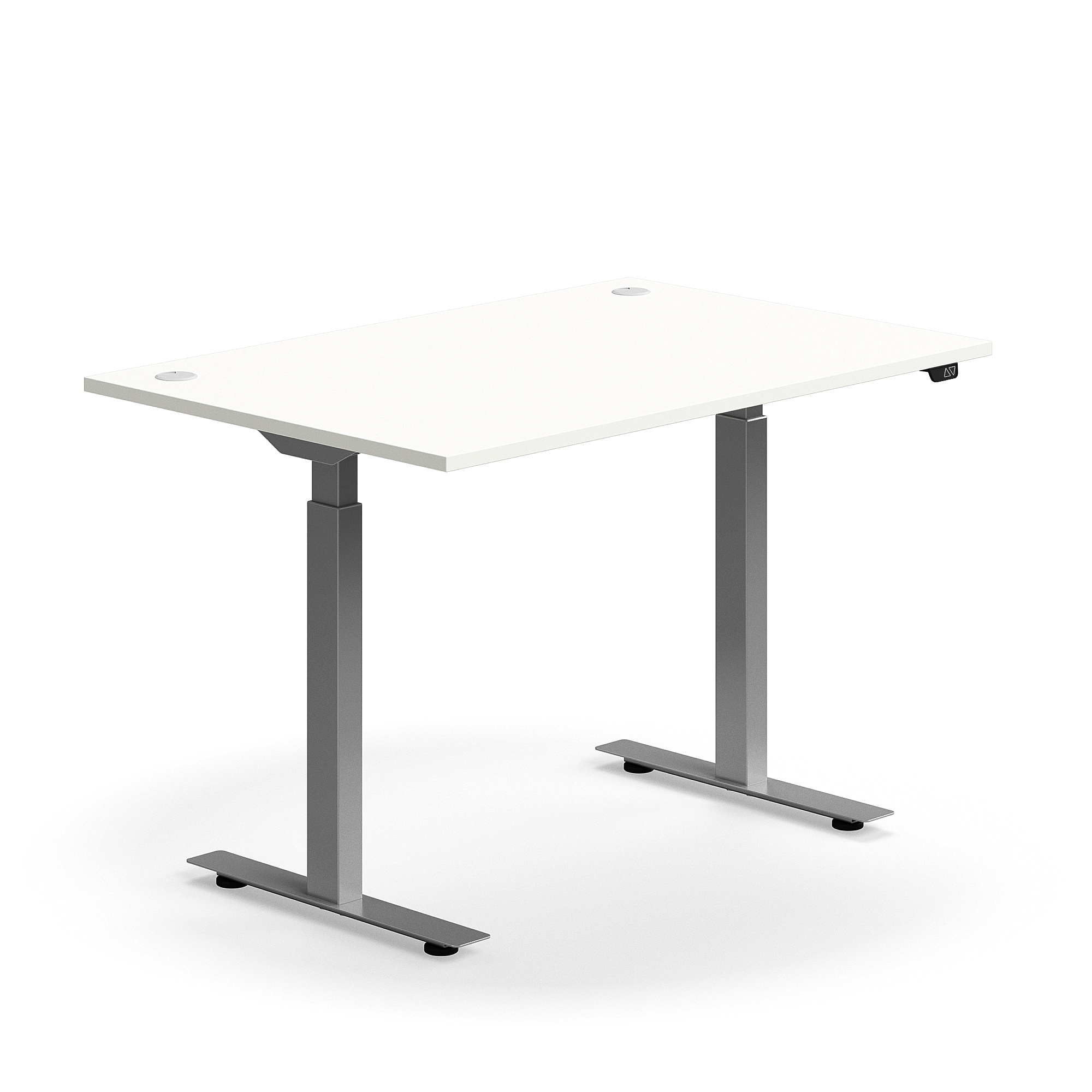 Výškově nastavitelný stůl FLEXUS, 1200x800 mm, stříbrná podnož, bílá