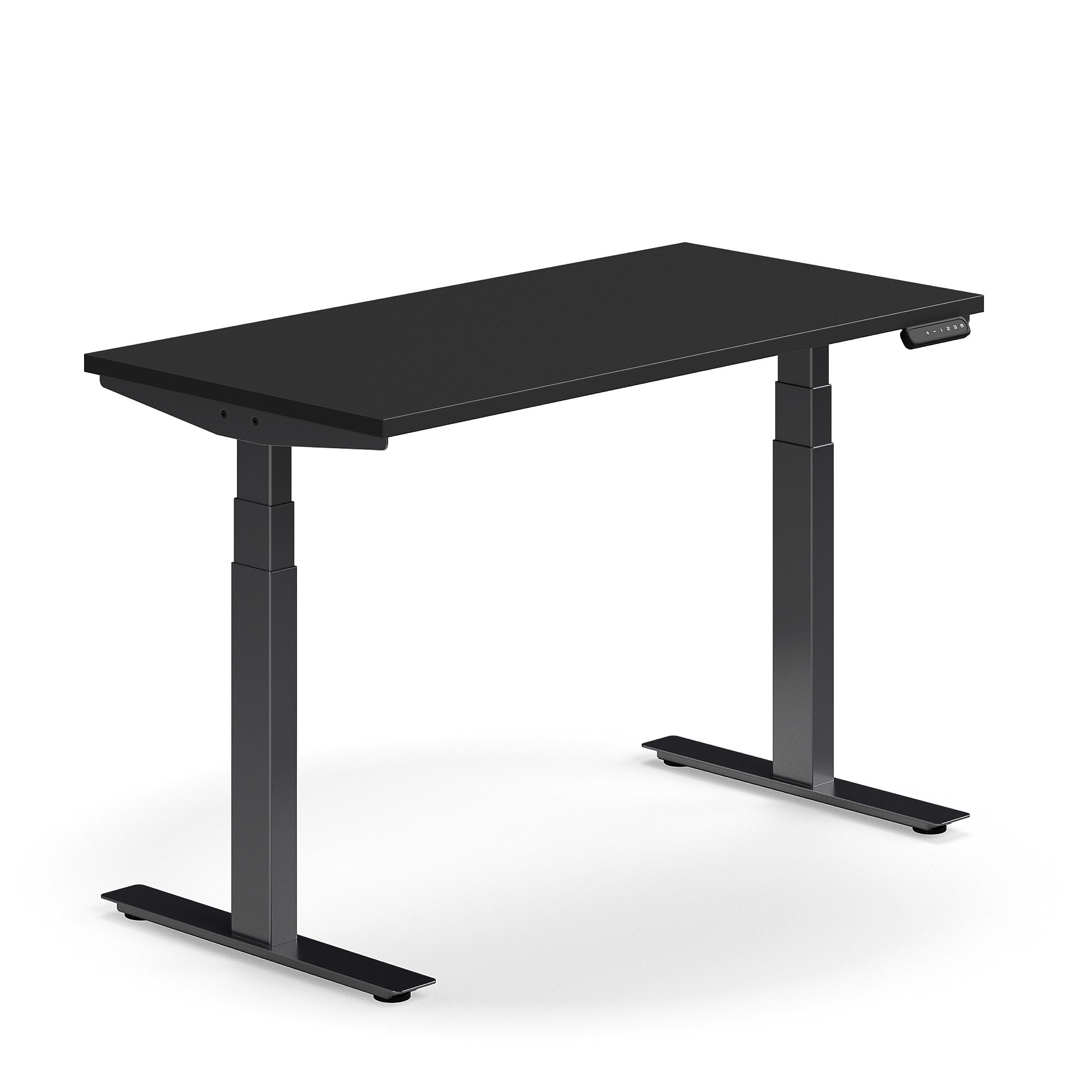 Výškově nastavitelný stůl QBUS, 1200x600 mm, černá podnož, černá