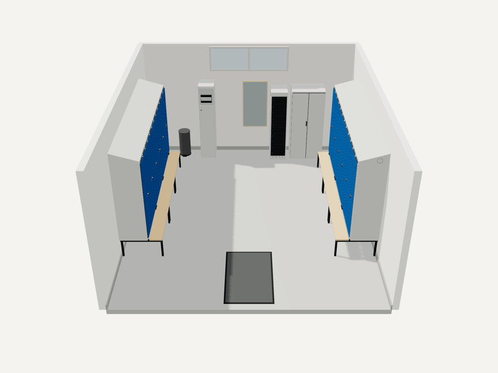 Náhled rozměrového 3D modelu průmyslové šatny