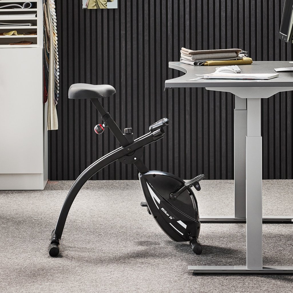Desk bike TREADLE allows you to exercise while you work
