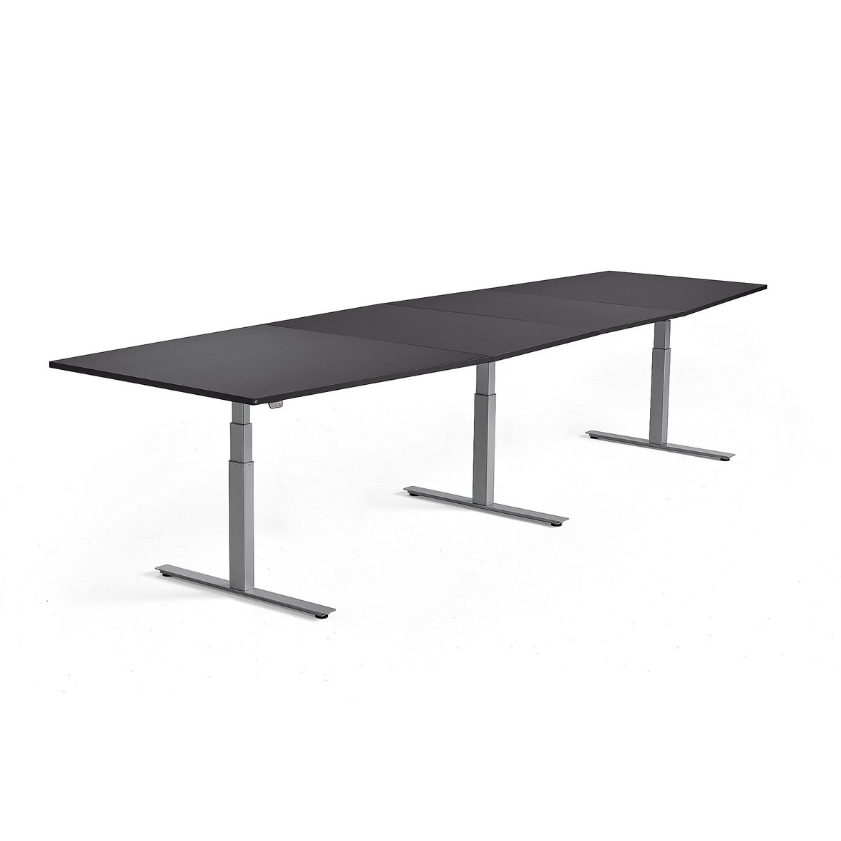 Standing conference table MODULUS, 4000x1200 mm, silver frame, black ...