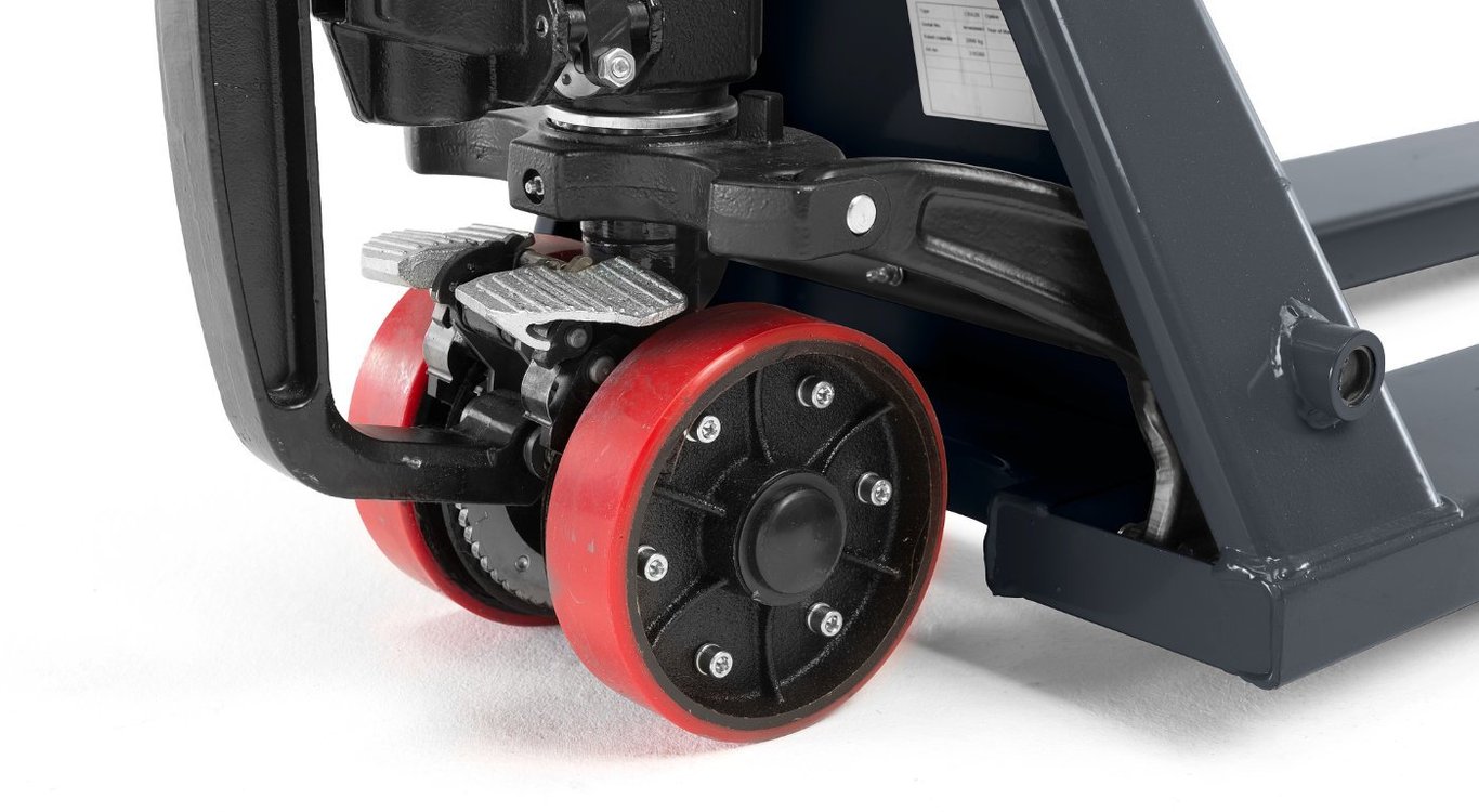 Styrehjul på en jekketralle