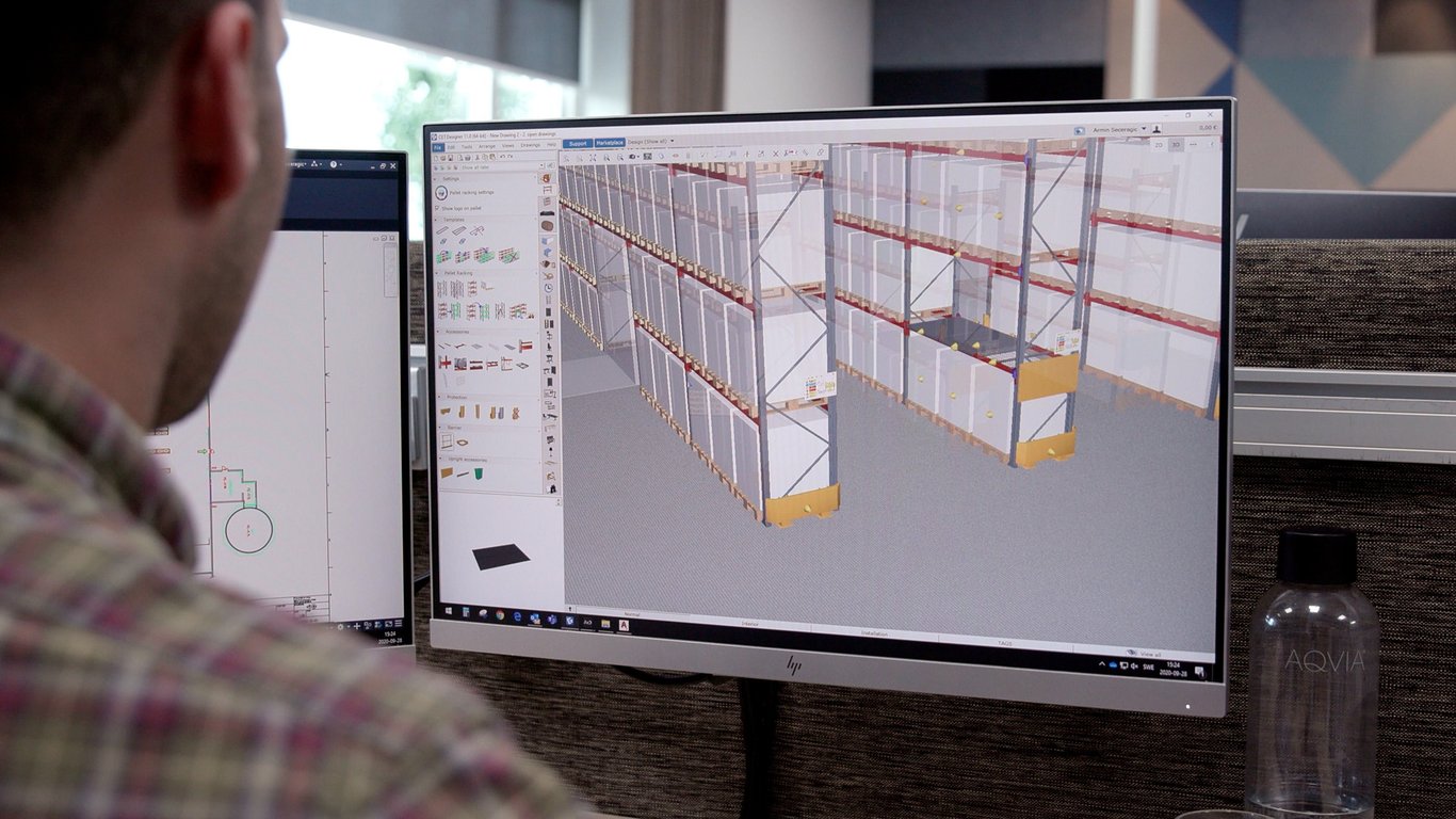 engineer designing a warehouse floor plan