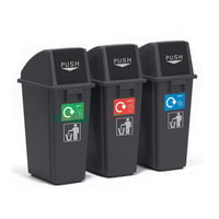 Set of three recycling bins