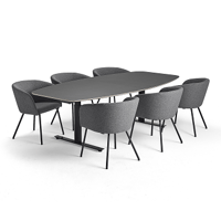 Donkergrijze vergadertafel met stoelen