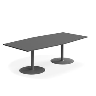 Konferencebord FLEXUS, 2400x1200 mm, bådformet, grå/sølv