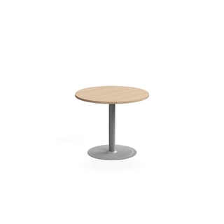 Runder Tisch VERTICUS, Ø 900 x H 720 mm, Eiche, Silber