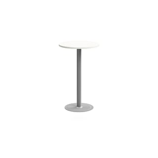 Barový stůl VERTICUS, Ø700x1100 mm, bílá/stříbrná