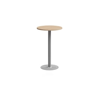 Barový stôl VERTICUS, Ø700x1100 mm, dub/strieborná