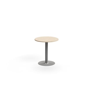 Stôl ALVA, Ø700x720 mm, HPL, strieborná/breza