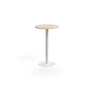 Barbord ALVA, Ø700x1100 mm, högtryckslaminat, vit/björk