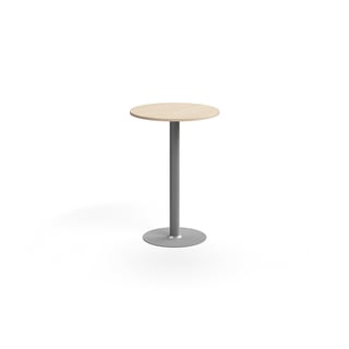 Barska miza ALVA, Ø700x1000 mm, visokotlačni laminat, srebrna/breza